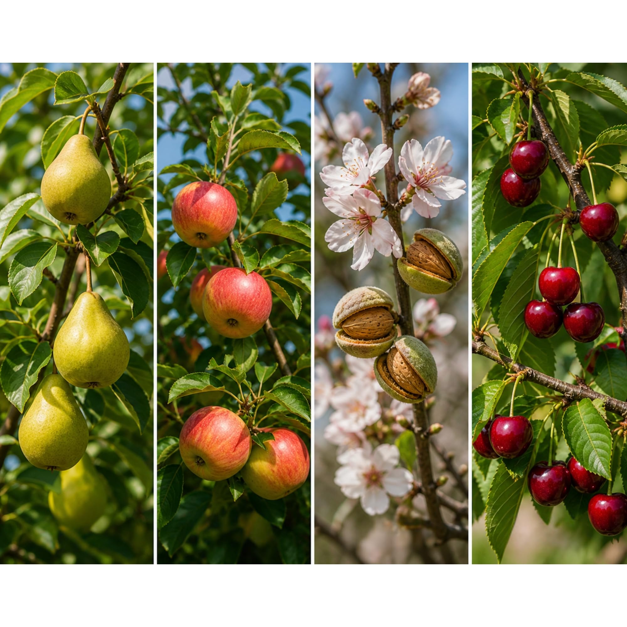 Garden Center Shop | Pack Árboles Frutales Peral Manzano Almendro Cerezo Ciruelo Melocotonero e Higuera | Plantas Naturales para Jardín y Huerto (Peral, Manzano, Almendro, Cerezo)