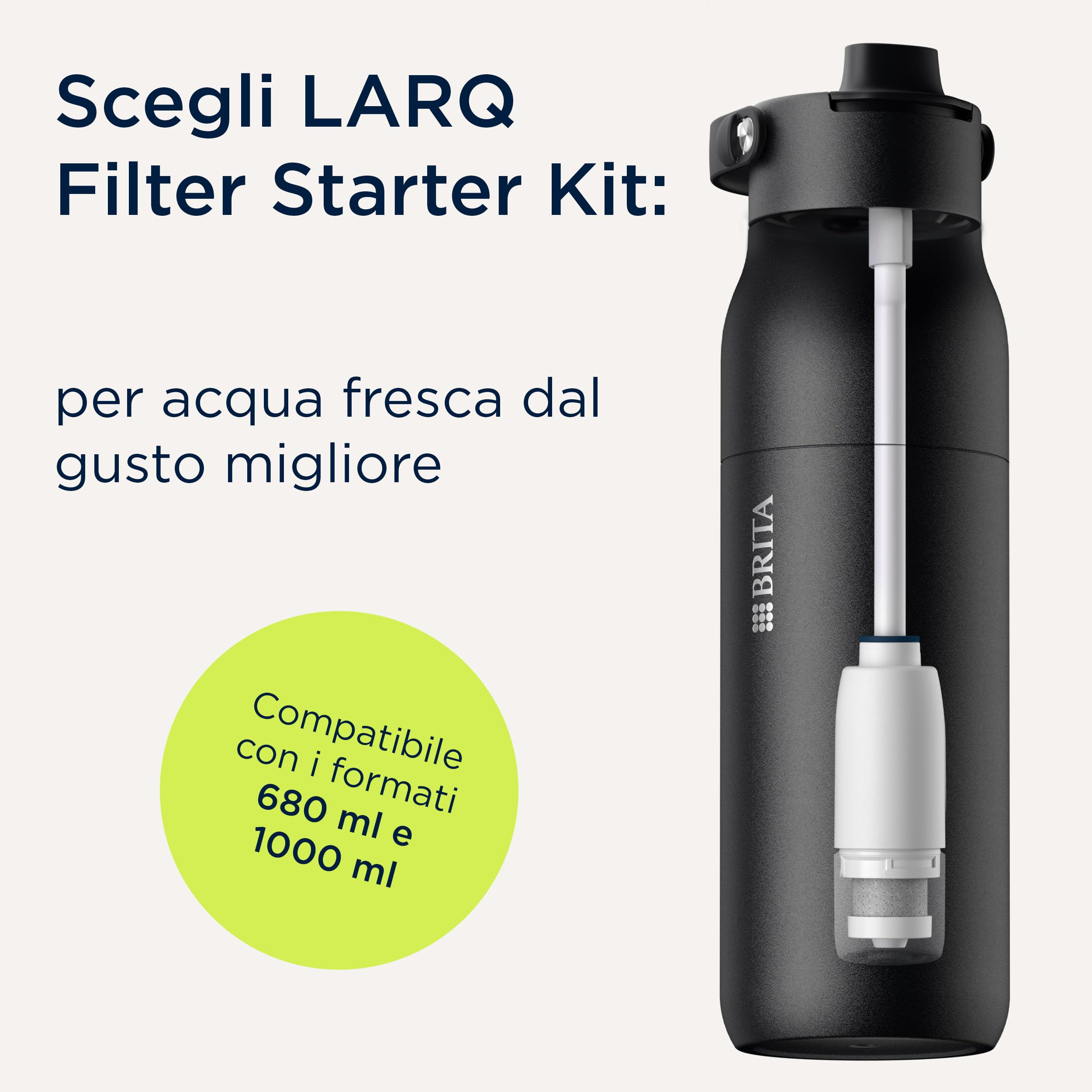 BRITA LARQ Filter Upgrade Kit con 1 cartuccia filtro – Filtro acqua per bottiglie BRITA LARQ Essential (680 ml/1000 ml), riduce PFAS, cloro e microimpurità – per un gusto puro