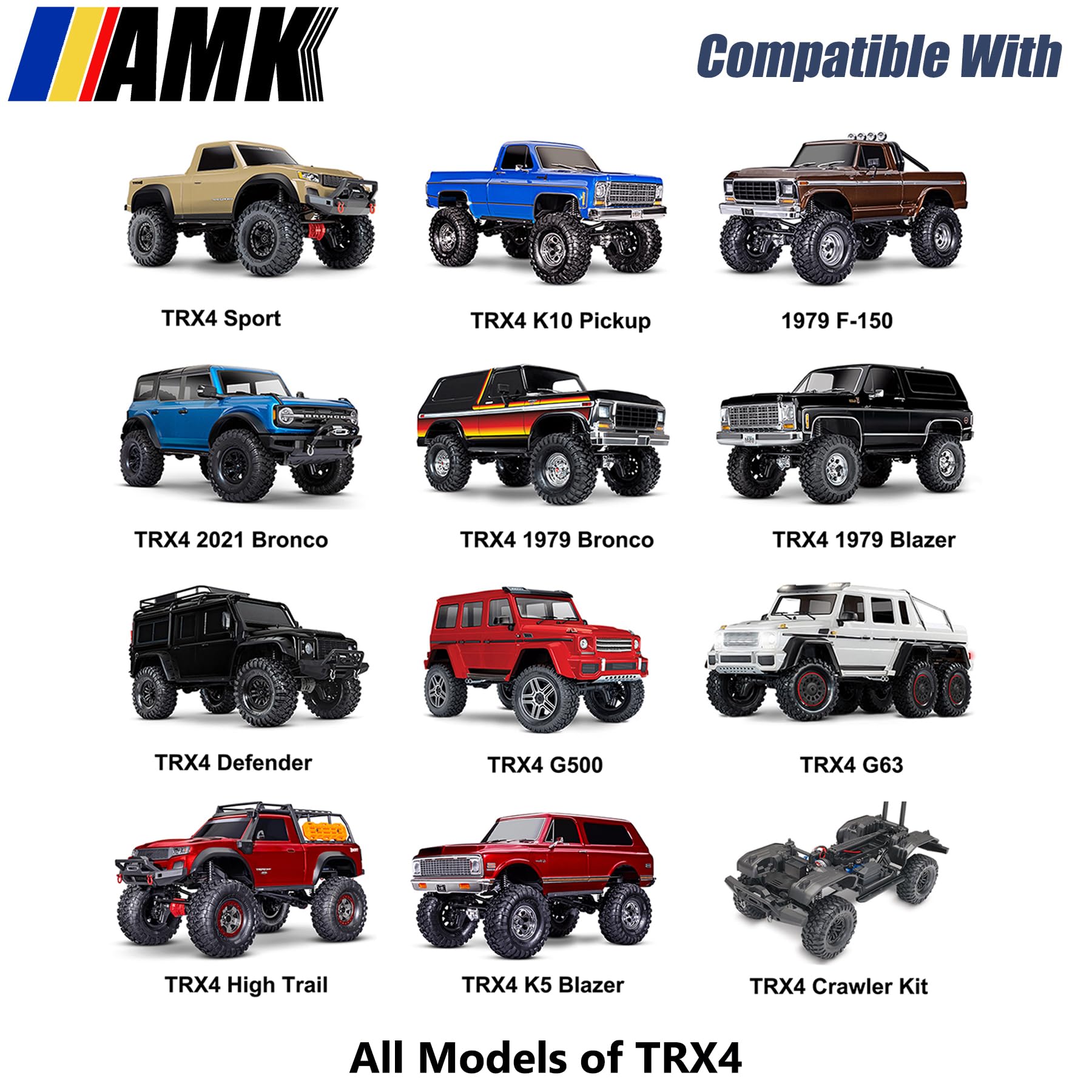 AMK Steel TRX4 CVD Kit Black Portal Alxe Drive Shaft Set with Matching Rubber Sealed Metal Ball Bearings for 1/10 RC Crawler TRX4 Upgrades