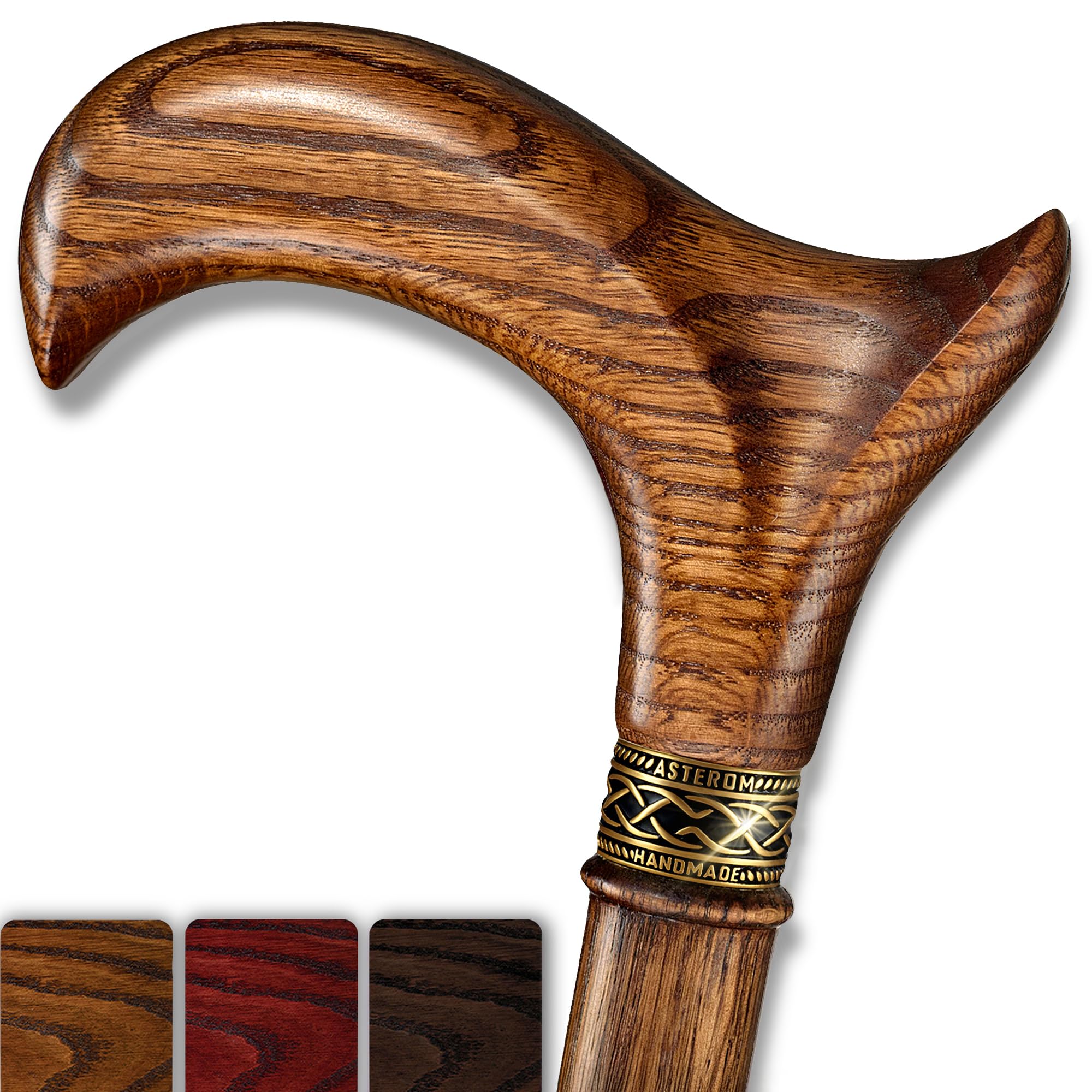 Asterom Walking Stick - Handmade, Ergonomic, Wooden - Walking Sticks for Men & Women, Cool Walking Cane, Unique, Wood