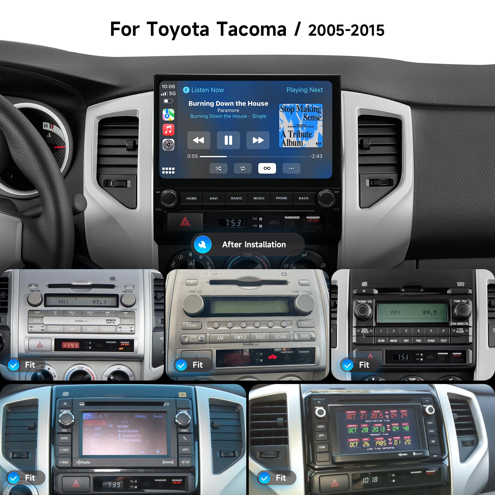 Dasaita Android 13 Car Stereo for Toyota Tacoma 2005-2015 with Wireless Carplay/Android Auto, 10.2