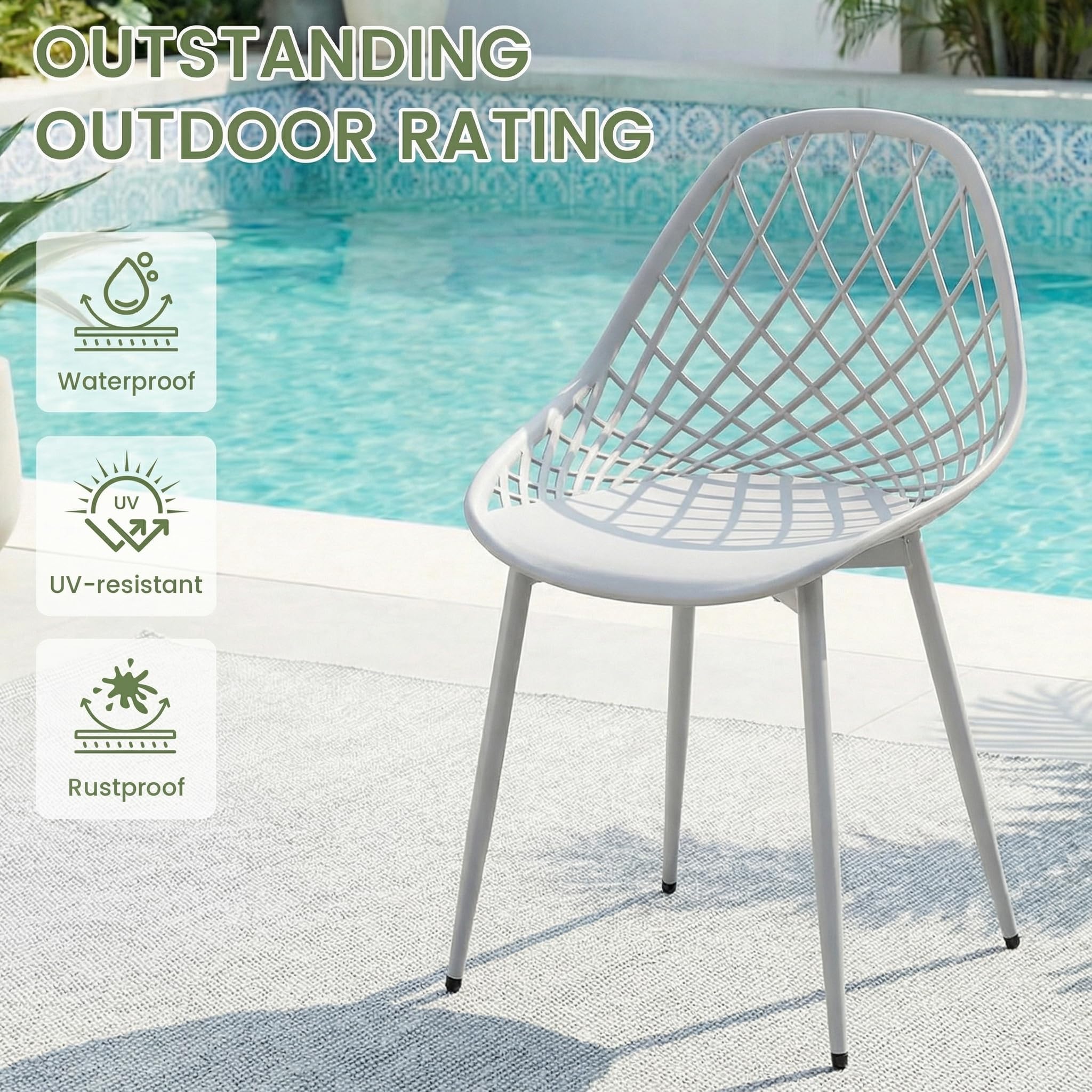 buybyroom Sillas Terraza Exterior, Juego de 12 Sillas Jardin Exterior con Patas de Metal y Respaldo de Plástico Ergonómico, para Jardín,Terraza,Balcon,Reuniones, Salon, Comedor,Recepción, Gris