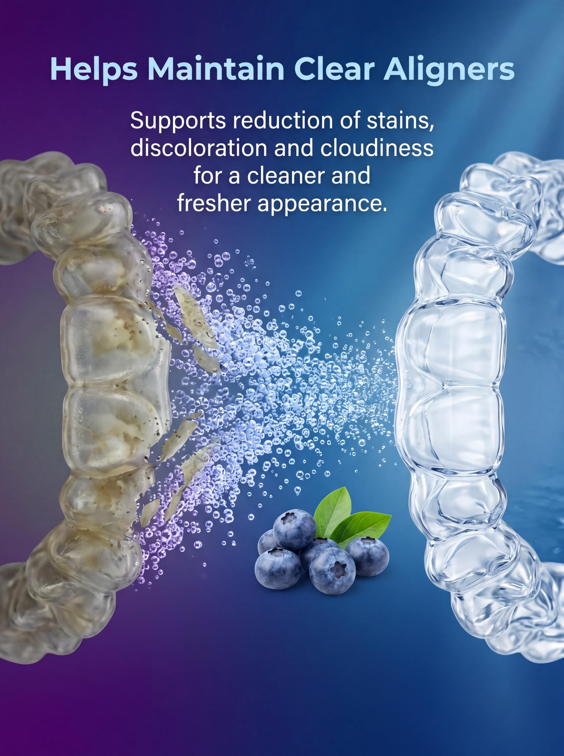 ORADOX Aligner Cleaning Tablets for Clear Aligners Braces Retainers (30 Tablets) | Effervescent Cleanser Stain Odor Removal Biofilm Control Daily Oral Hygiene 3