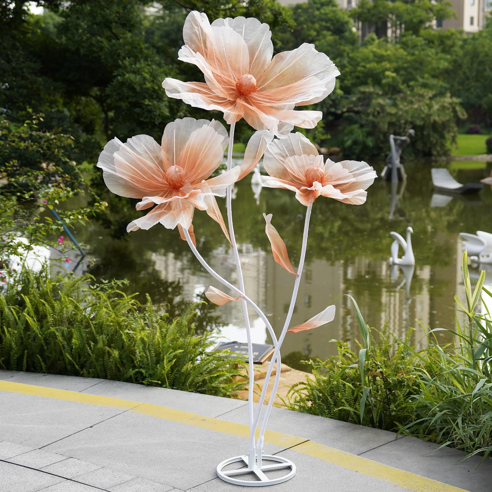Photo 1 of ZEYEXE Giant Organza Artificial Flower with Stand