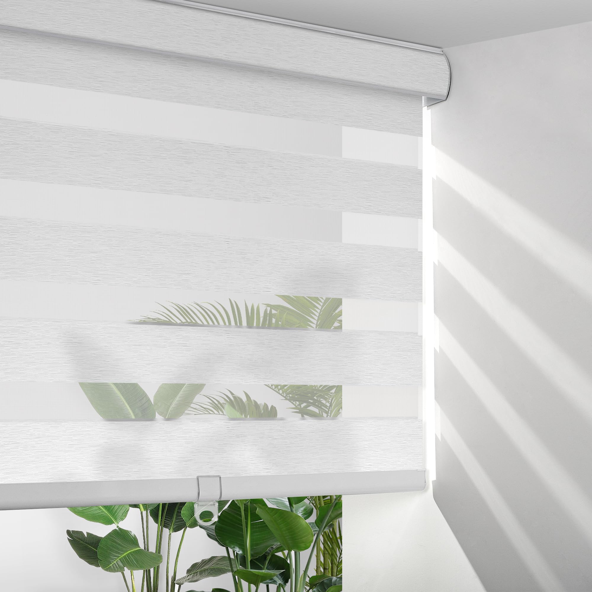 Sulugood Zebra Blinds for Windows,Dual Layer Cordless Window Shades,Light Control for Day and Night Roller Shades,Light Filtering Privacy Blinds for