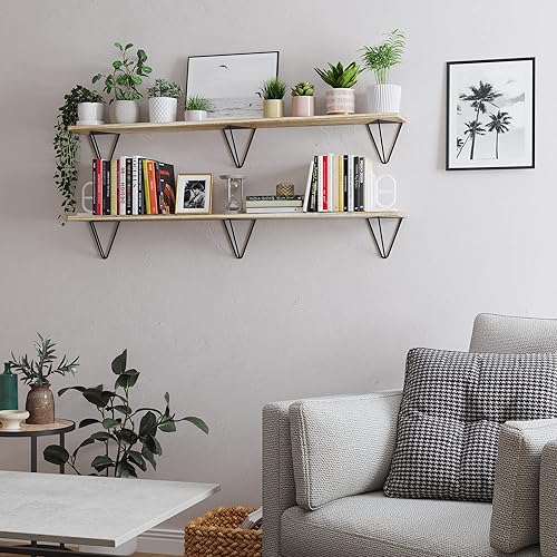 Miniatura 2 de Wallniture Colmar - Estantes flotantes rústicos de 48 pulgadas para decoración de sala de estar, estantería de pared, estante flotante para cocina,