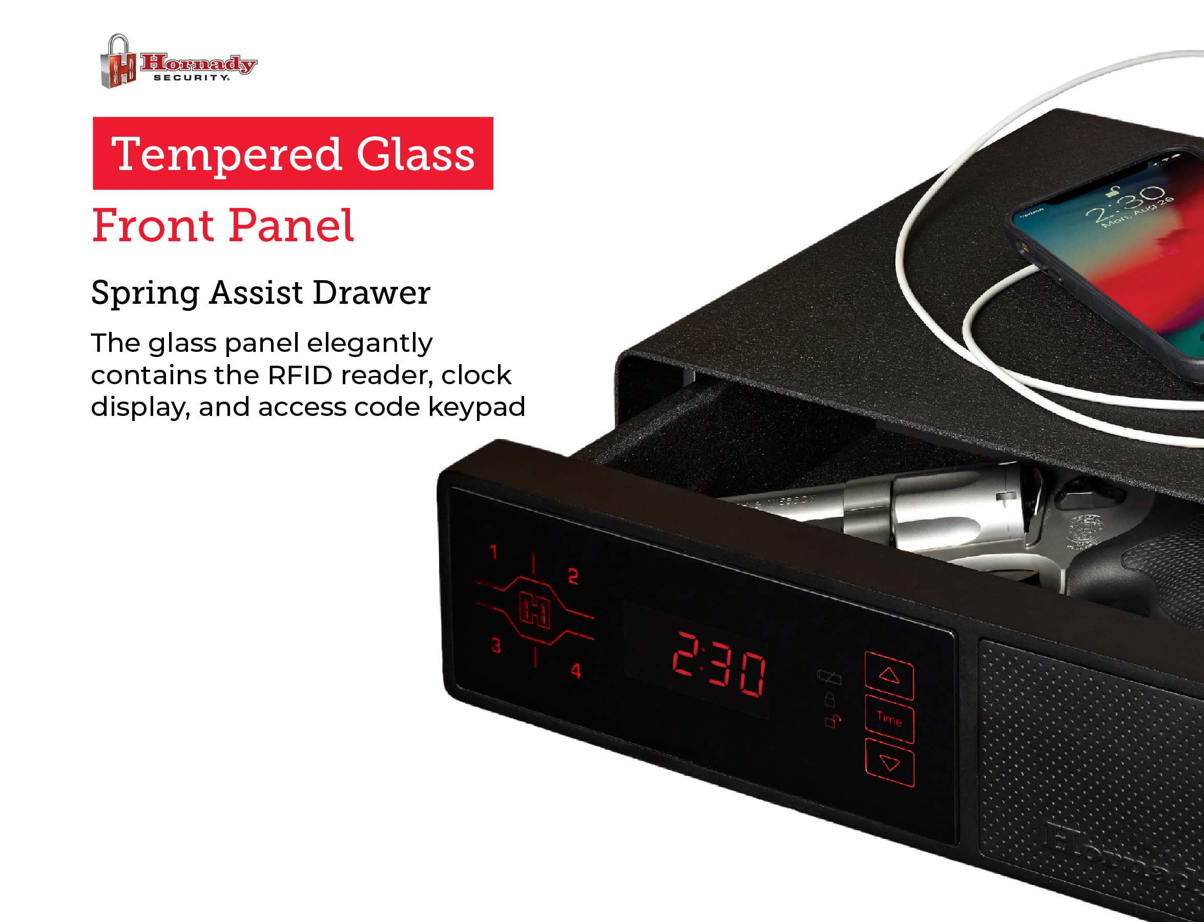 Hornady Rapid Safe Night Guard ?Çô Nightstand Gun Safe with RFID Reader, Clock, USB Ports ?Çô