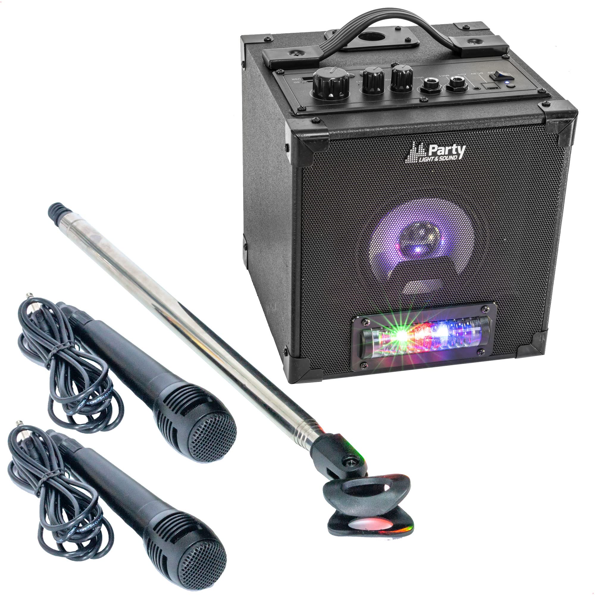 Party Light & Sound - PARTY-SINGTOGETHER - Kit de karaoke con 2 micrófonos y soporte - Negro