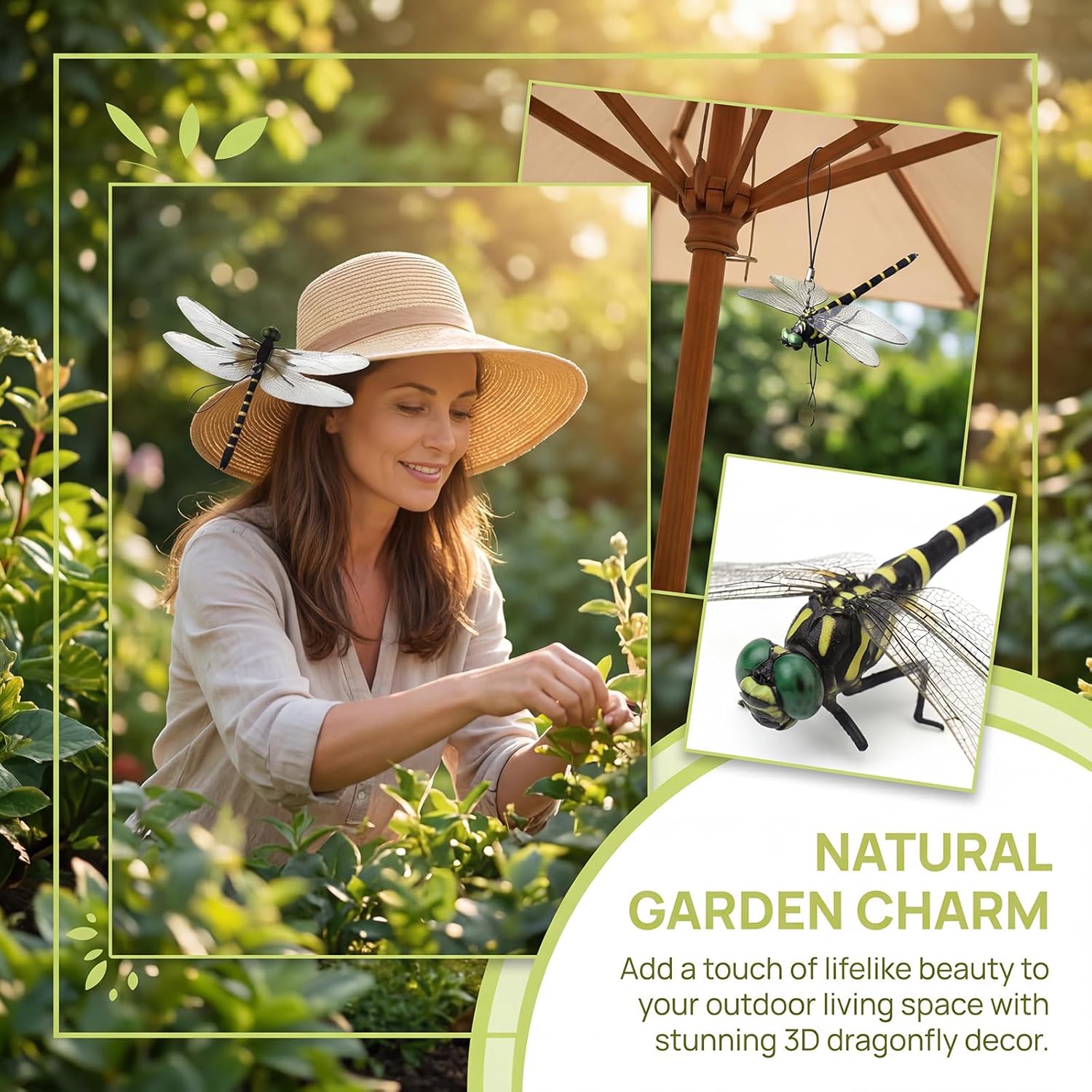 3D Artificial Dragonfly Bug Repellent， Lifelike Fake Dragonflies Decoy Natural Way to Keep Bugs Away Outdoor, Clip to Hat Backpack Tent Outdoor Gear for Hiking Gardening Camping, PVC Material