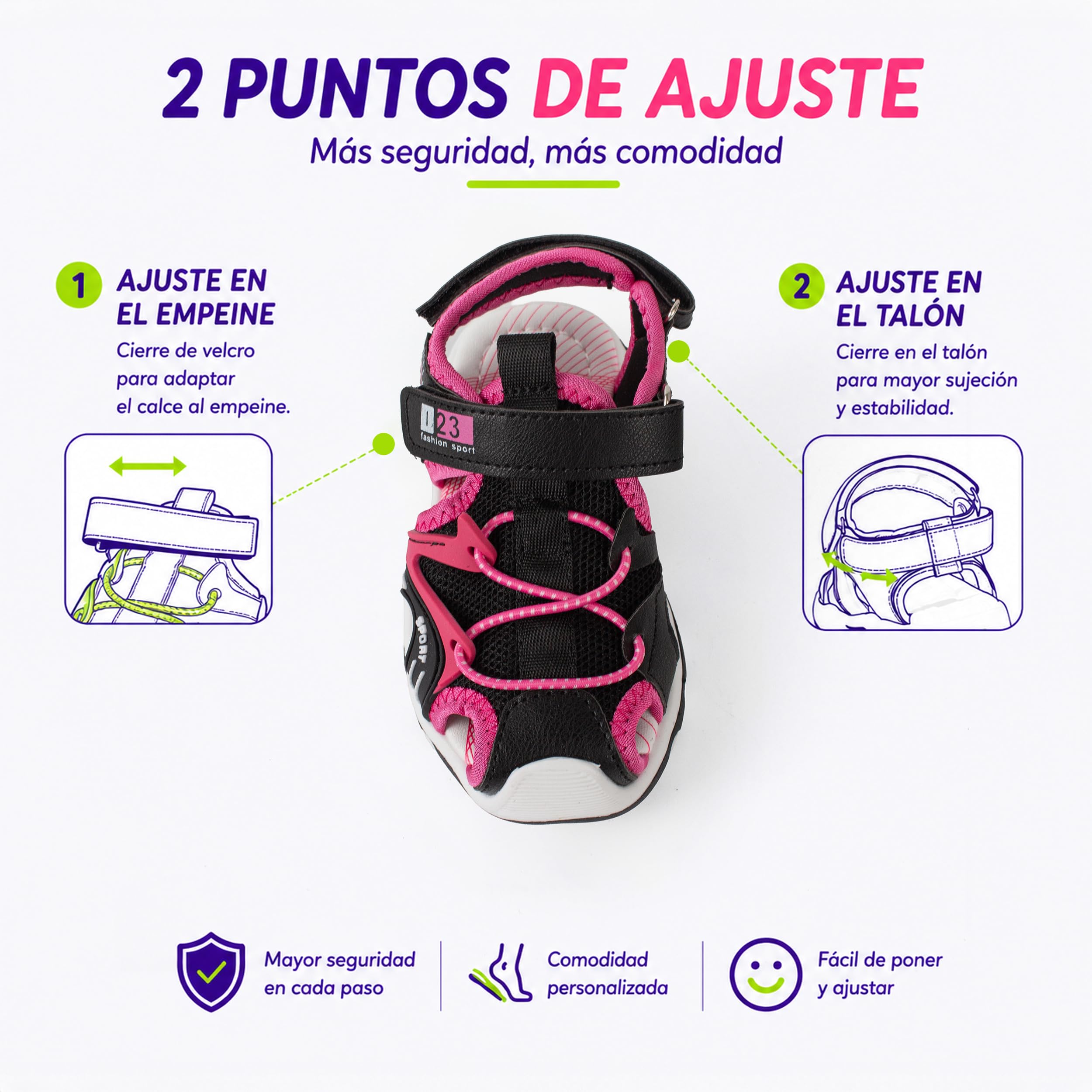 BESCH Sandalias Deportivas para Niños Niñas Talla 25-36 EU - Sandalia para Verano Transpirable al Aire Libre Unisex