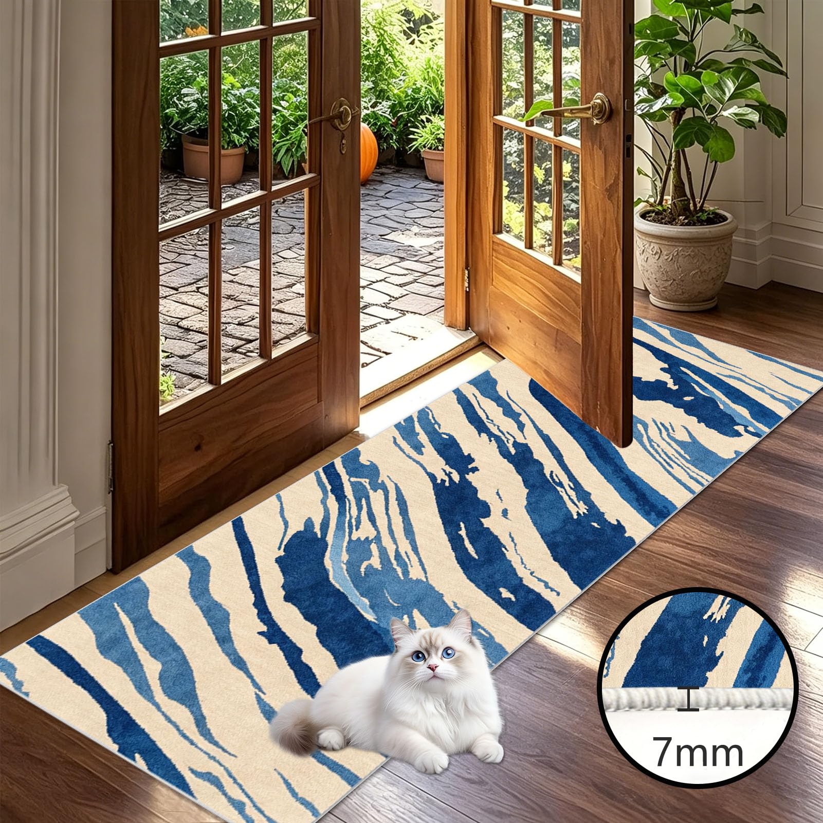 Tapis Couloir Long 80 x 400 cm Lavable en Machine