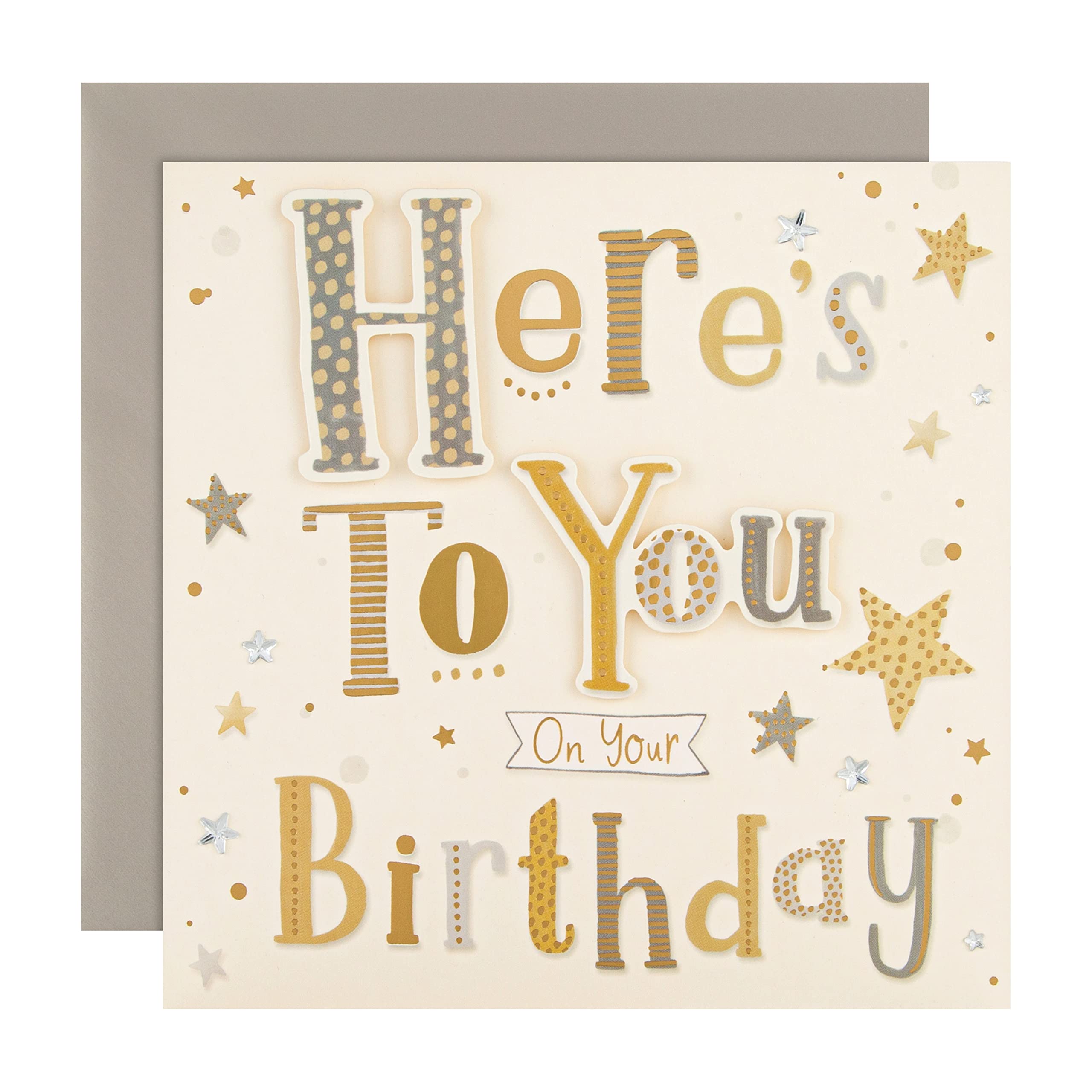 Hallmark Birthday Card - Classic Gold and Silver Text Based Design
