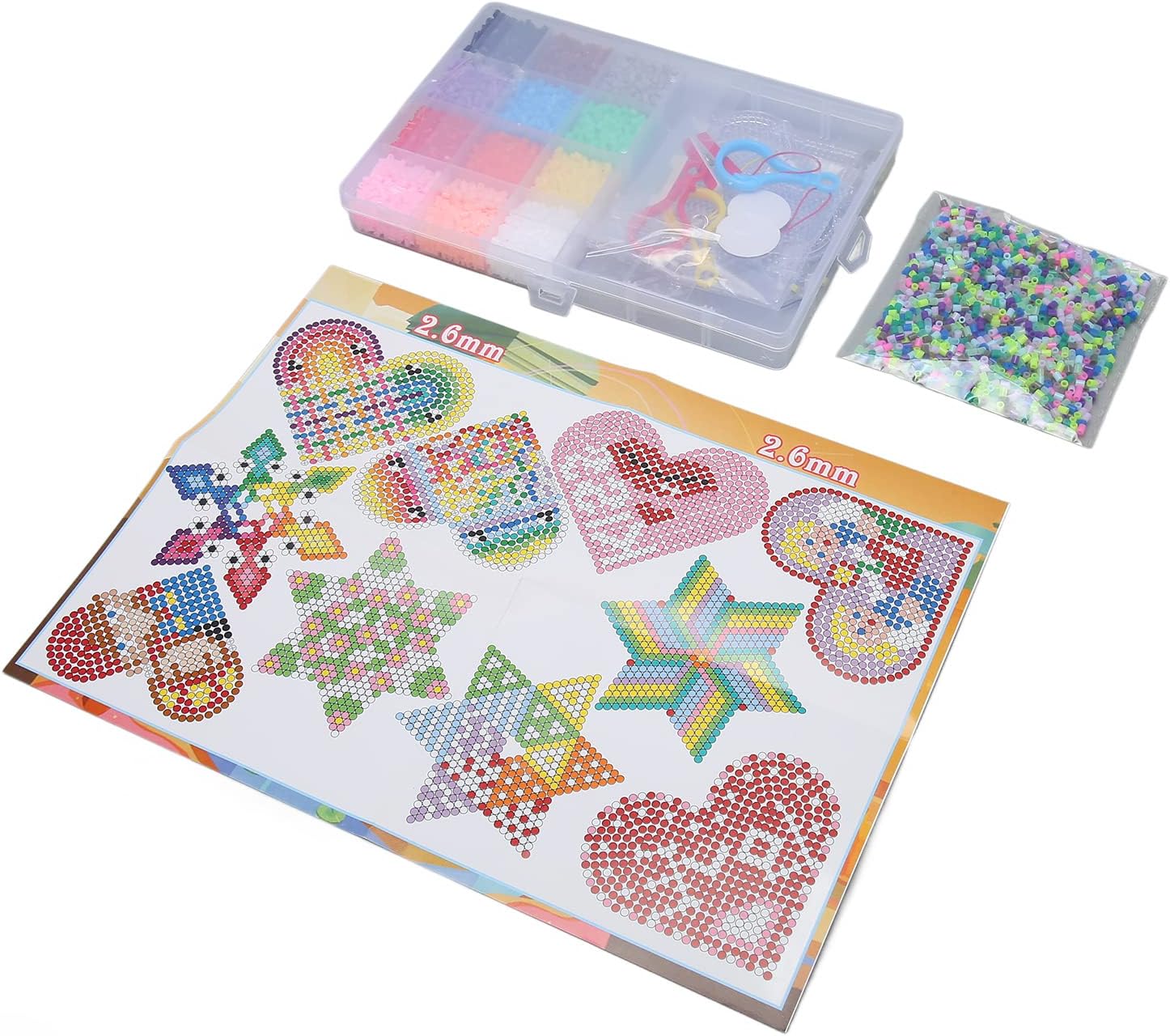 Kids DIY Iron On Beads Kit, Iron On Paper Brooch Buckle 3 Different