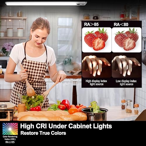 Miniatura 5 de HL Luces para debajo del gabinete, iluminación inalámbrica, luz con sensor de movimiento, luz nocturna para interiores, instalación magnética,