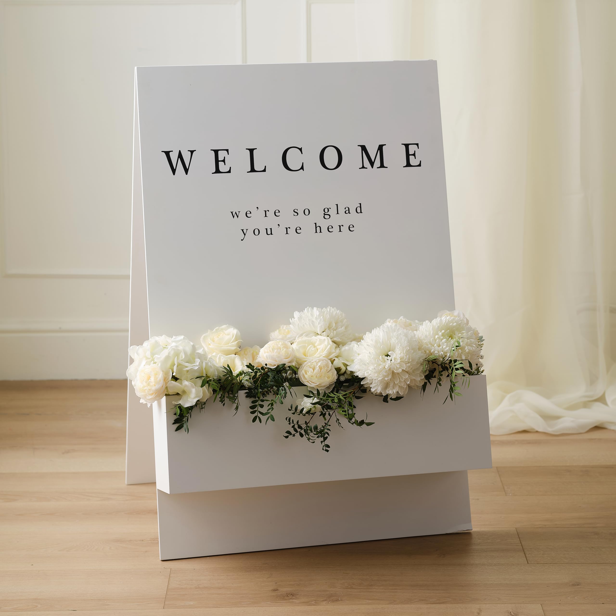 Panneau de bienvenue en bois personnalisable avec support extérieur pour fleurs