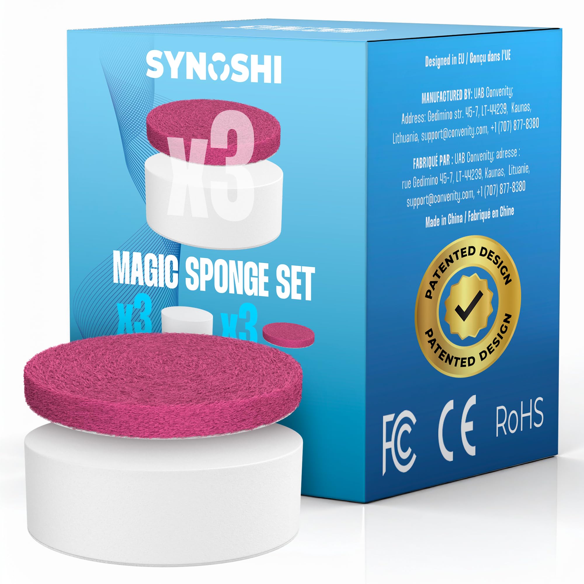 SYNOSHI PRO Electric Spin Scrubber Magic Melamine Sponge for Bathroom & Shower Cleaning Brush, Kitchen Brush Head For Power Scrubber - Set of 3