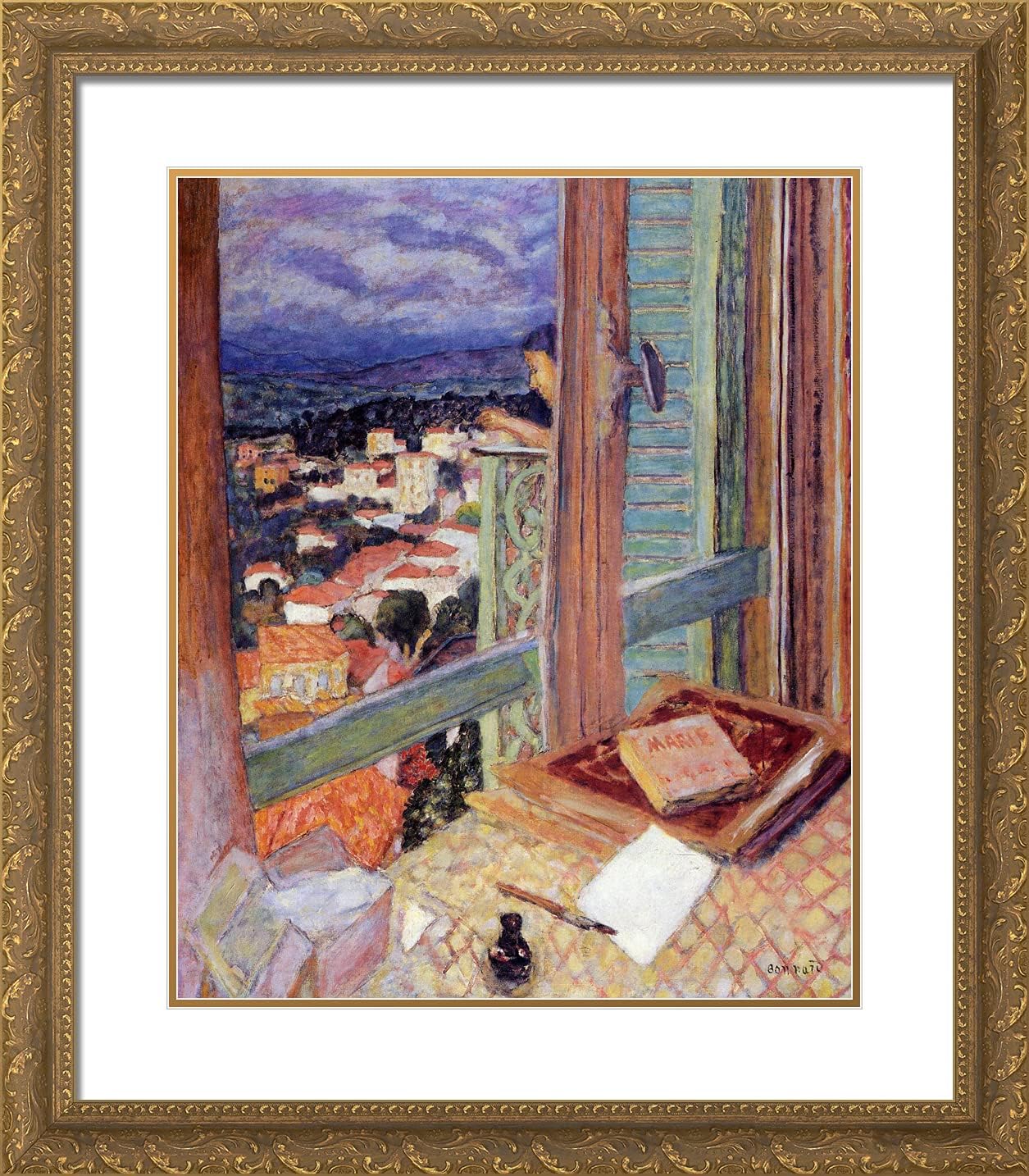 ArtDirect Bonnard, Pierre 20x23 Gold Ornate Framed Art Print with Double Matting Titled: The Window