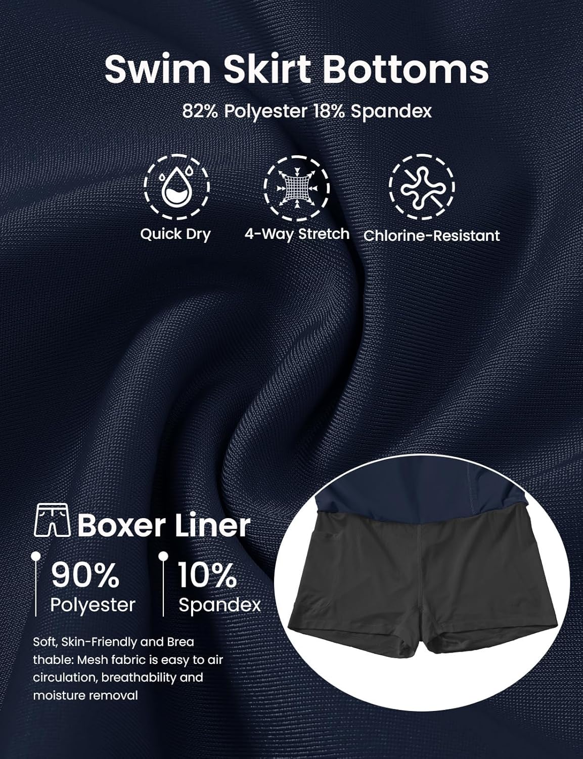 Rdruko Women's Swim Skirts High Waisted Tummy Control Bathing Suit Skirts Bottoms with Pockets Built-in Shorts - Image 5