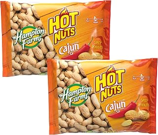 Hampton Farms - USA Grown All-Natural - Fancy Roasted In-Shell Cajun Peanuts - 18 oz. Bags - 2 Pack