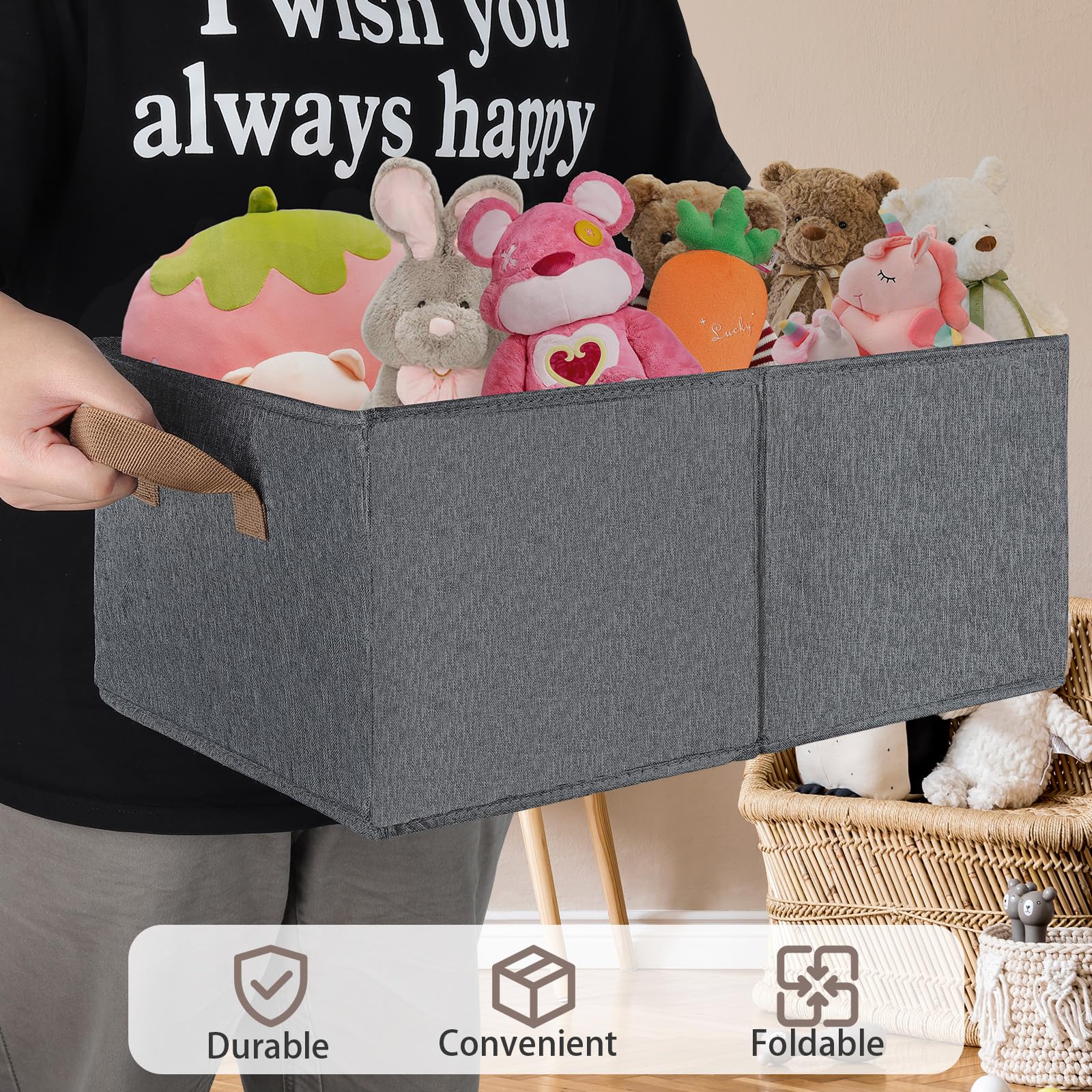 Pgyong Boîte De Rangement Pliable Sans Couvercle En Coton Et Lin Organisateur Polyvalent Pour V Tements Jouets Essentiels Pour La Maison