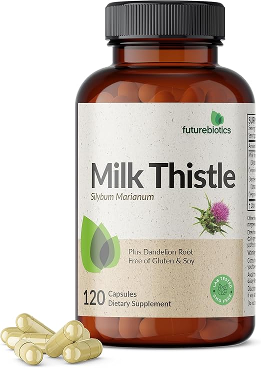 Futurebiotics Milk Thistle Silymarin Marianum & Dandelion Root Liver Health Support, Antioxidant Support, Detox, 120 Capsules