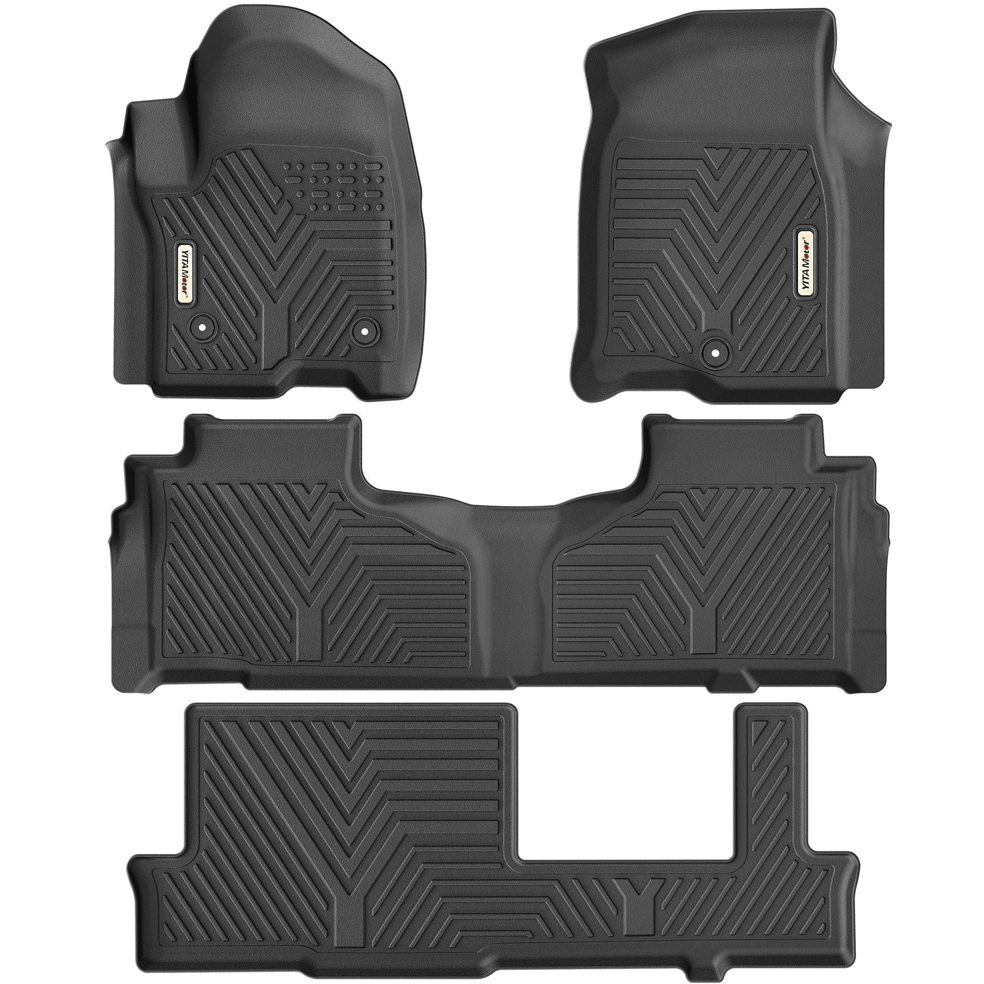 YITAMOTOR 3 Rows Floor Mats Compatible with 2021-2023 Chevrolet Tahoe/GMC Yukon/Cadillac Escalade with 2nd Row Bench Seats, Custom Fit Black TPE Floor Liners All-Weather Protection