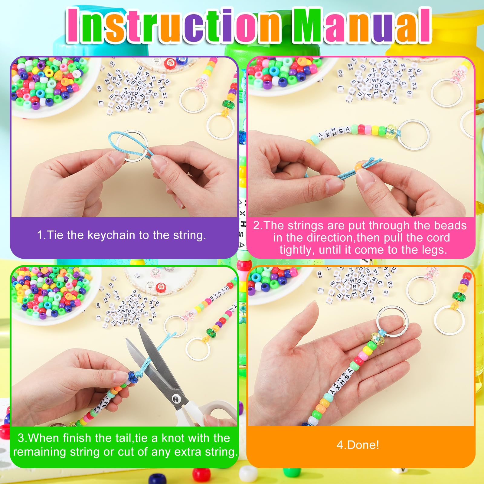Amazon.com: Landical 564 Pcs DIY Bead Keychain Kit Key Chain