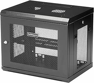 StarTech.com 2-Post 9U Wall Mount Network Cabinet w/ 1U Shelf, 19&#34; Wall-Mounted Server Rack for IT / Data Computer Equipment