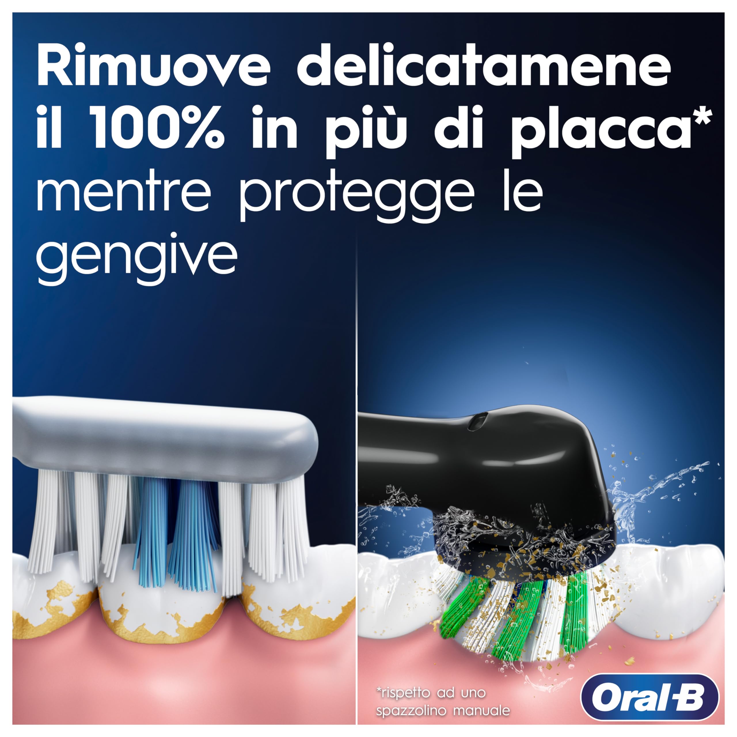 Oral-B Spazzolino Elettrico Ricaricabile Pro Series 1 Blu e Nero con 2 Testine di Ricambio. 2 Spazzolini