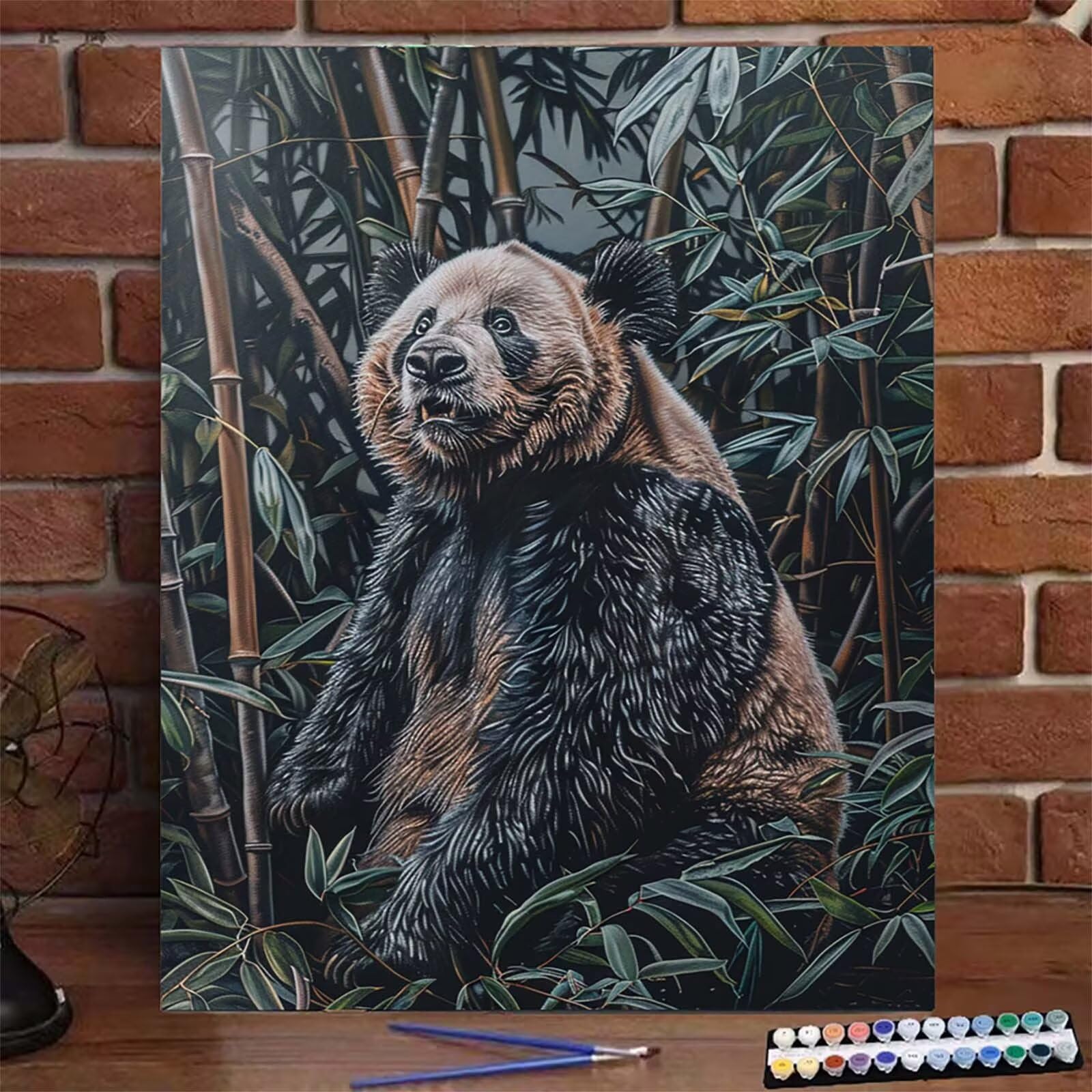 Malowanie po numerach, dla dorosłych, panda do malowania po numerach, zestawy zwierząt do malowania po numerach, z ramą, 70 x 95 cm, duże płótno z pigmentem akrylowym i pędzlami, do dekoracji ściany