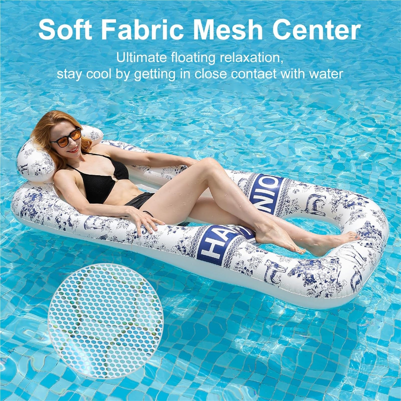 Hamac gonflable / chaise longue de piscine, tapis flottant de piscine pour adultes, fabriqué en PVC épais adapté pour l'eau flottante de piscine, les fêtes de plage et les activités de plein air