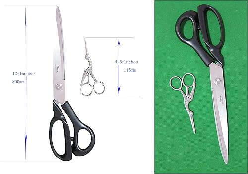 Miniatura 3 de Tijeras extra largas de uso pesado para el hogar y la oficina, tijeras de tapicería de 12 pulgadas, tijeras de costura de 4.5 pulgadas, tijeras