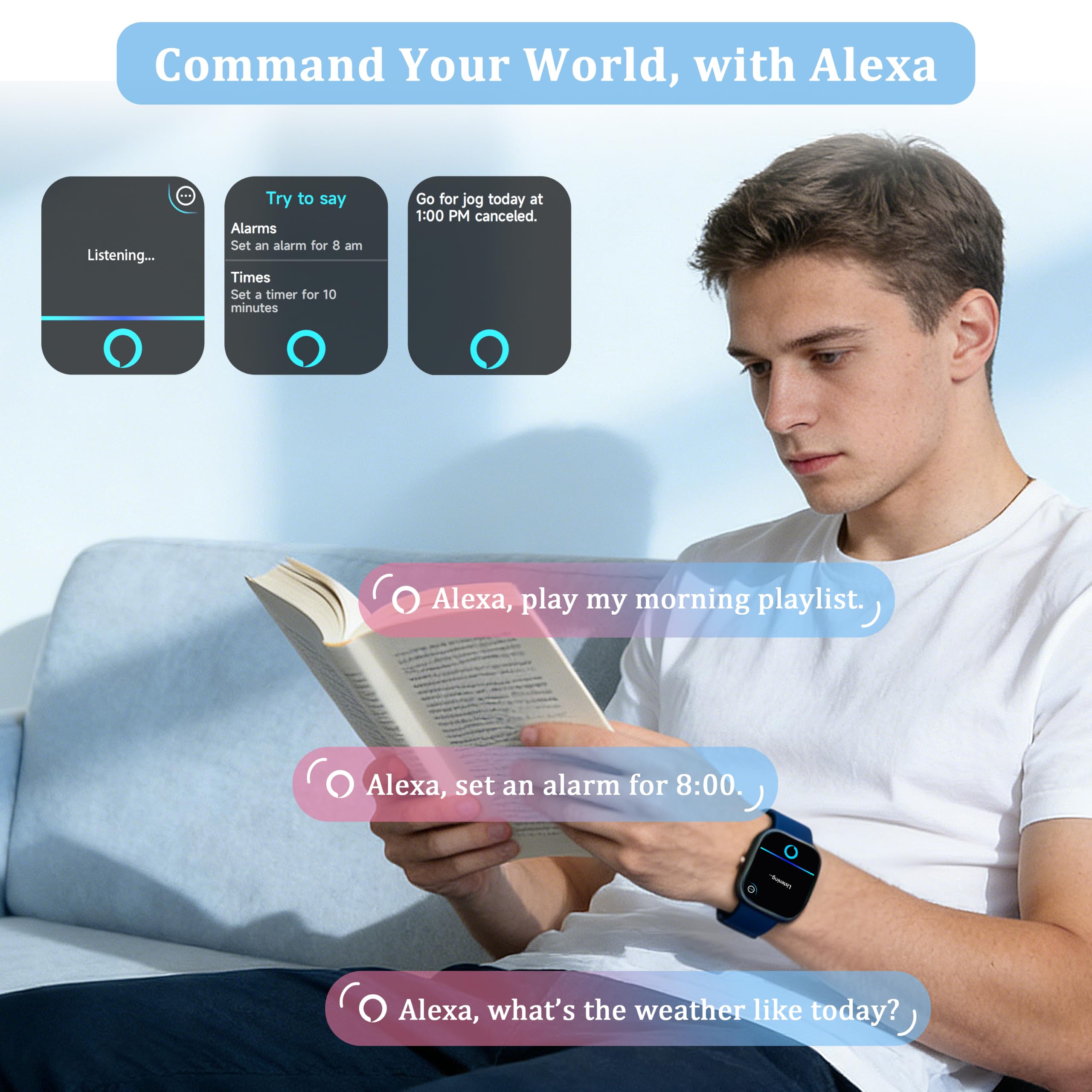 Smart Watch per donne e uomini, smartwatch 2026 [2 cinturini, cassa da 44 mm], orologio fitness tracker da 1,8 pollici Alexa integrato, per fare e rispondere alle chiamate, monitoraggio dello stress