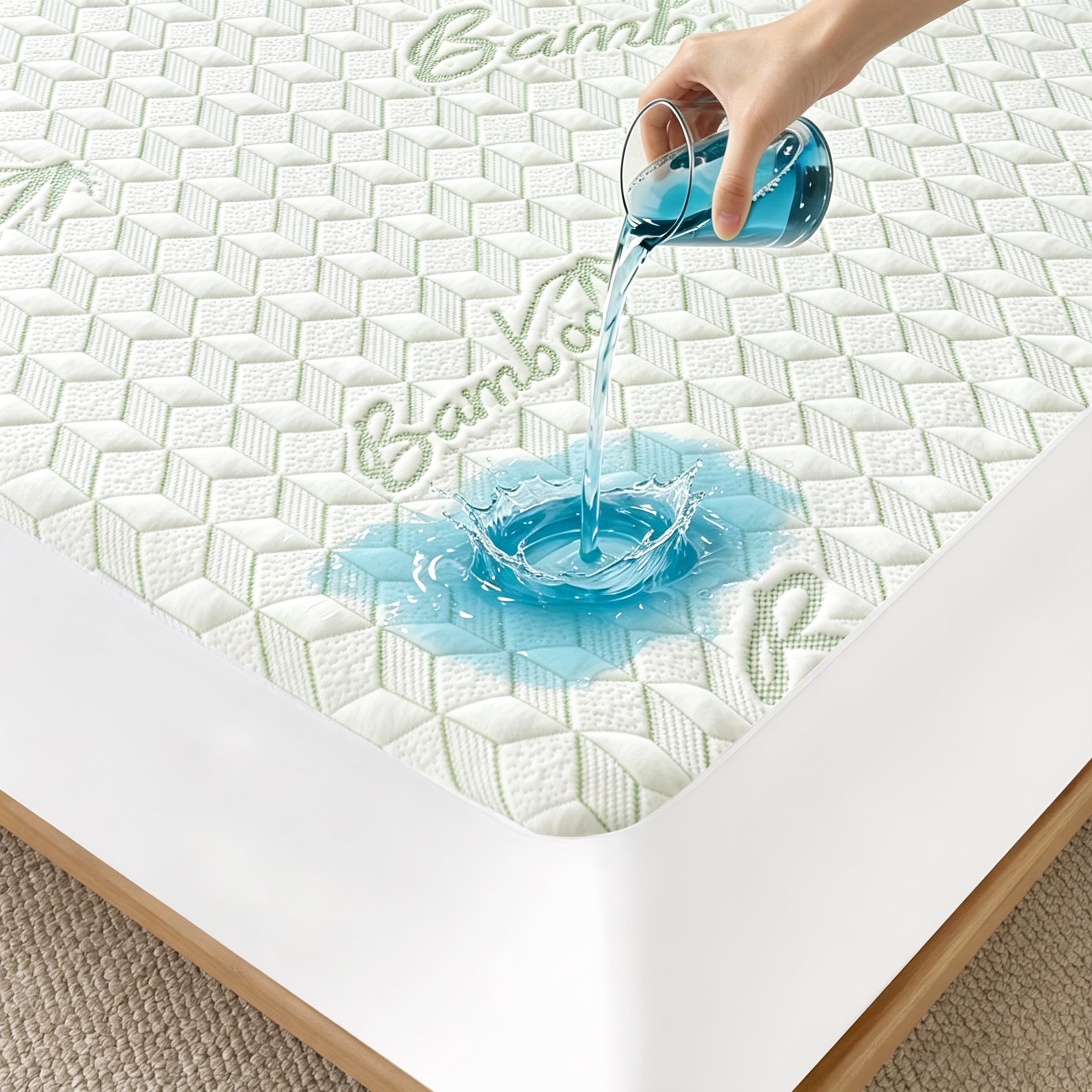 Safe and Sound Waterproof Mattress Protector - Breathable Noiseless - Oeko-TEX Machine Washable - Fits 8-18" Deep Pockets Mattress Cover Bamboo Viscose King