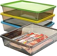 Youngever 3-Pack 1.3 Gallon Plastic Bacon & Meat Containers - Tight Lids, BPA-Free, Microwave Safe Storage Bins