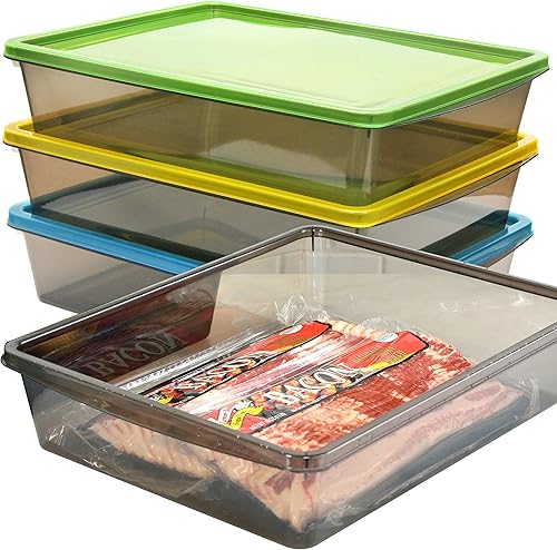 Youngever Paquete de 3 recipientes de almacenamiento de alimentos de 1.3 galones, recipientes de plástico para tocino, recipientes de carne