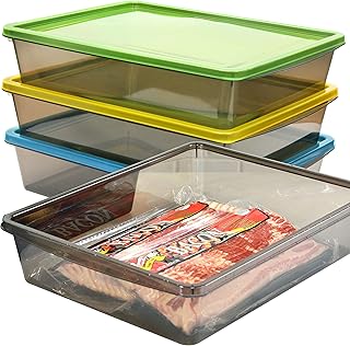 Youngever 3 Pack 1.3 Gallon Food Storage Containers, Plastic Bacon Containers, Meat Containers