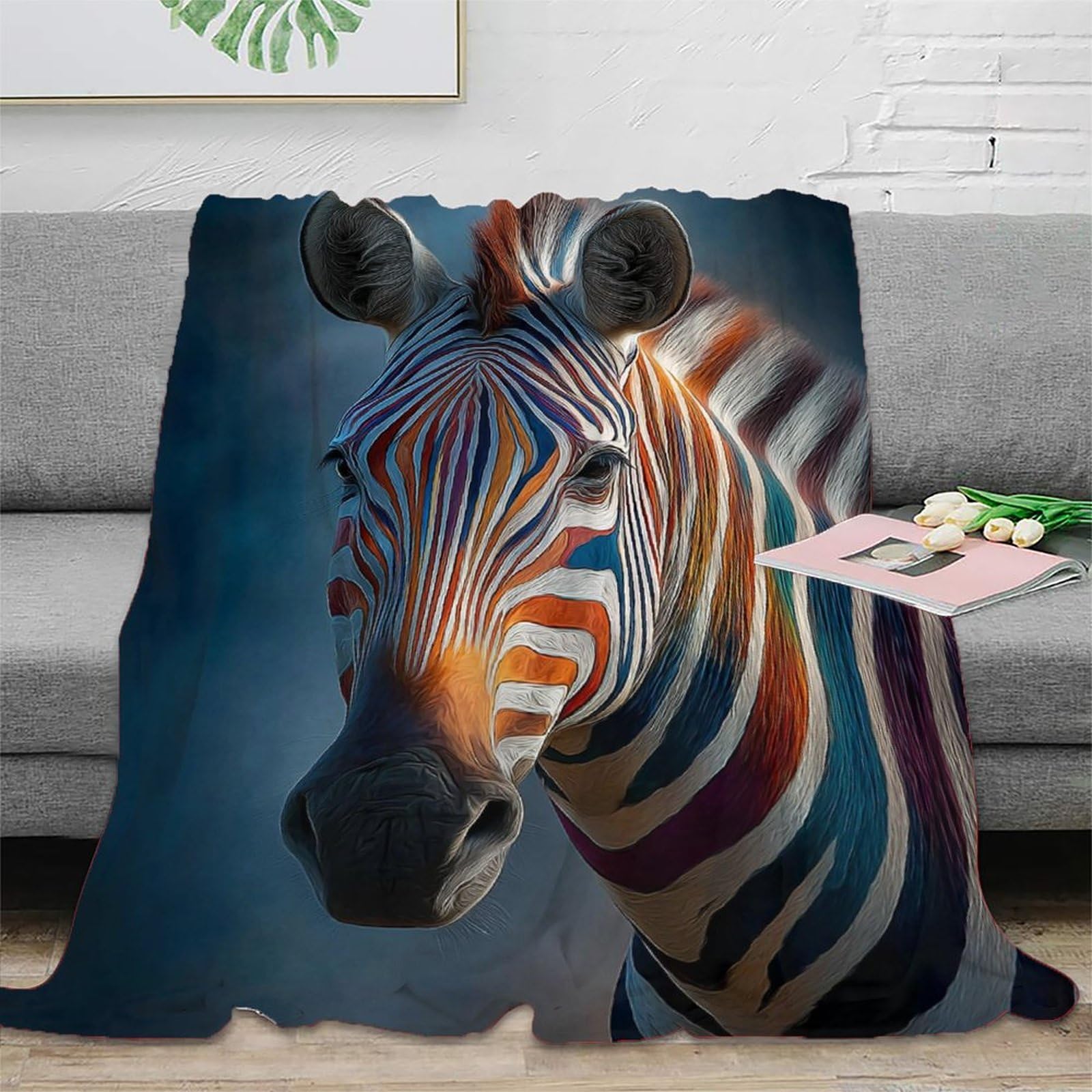 Ziruid Style-2 3D Printed Zebra Flannel Blankets Gifts For Kids Teens Adults Wildlife Lovers Cosy Fleece Bed Throws For Bed Couch Chairs 50X60inch(127X152cm)