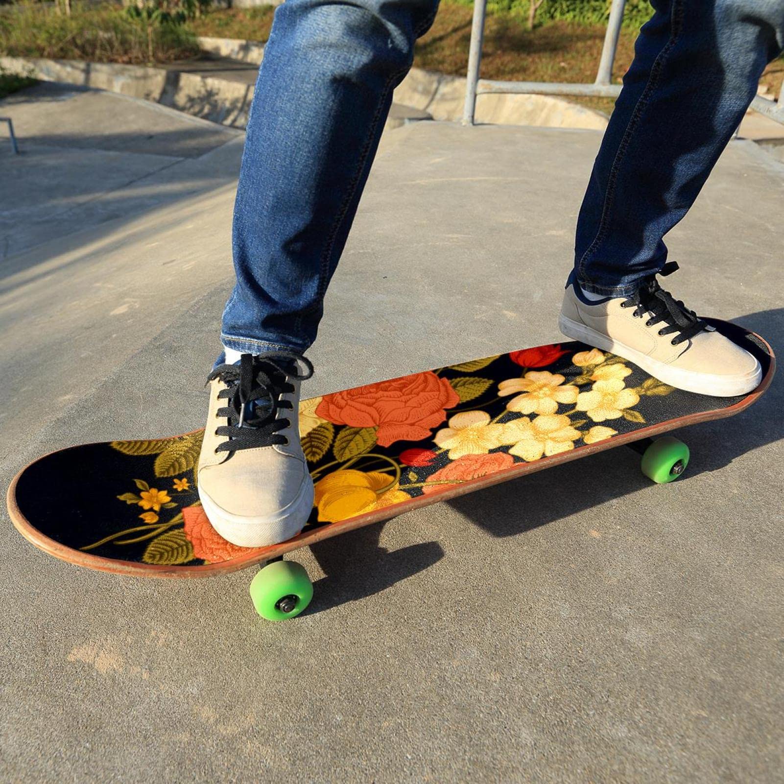 Flower Skateboard-Griptape, Schleifpapier, Longboard, Aufkleber, Scooter, Deck, Sandpapier, 2 Stück