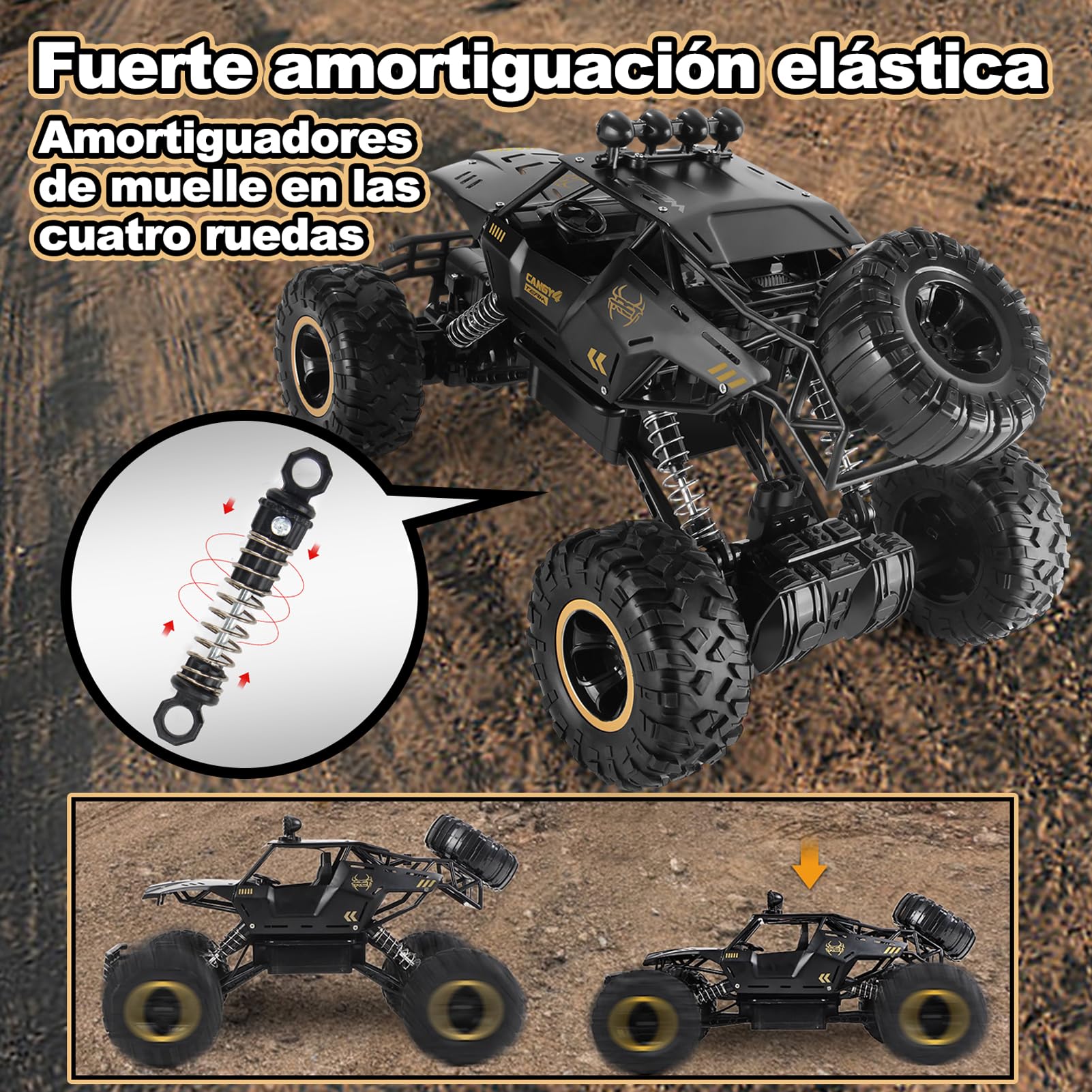 Jiakora 1:12 Coche Teledirigido Grande, 2.4GHz Coche RC Juguetes, Coches Teledirigidos 4x4 de con Luces, Monster Truck Teledirigido, 2 Baterías, Juguetes Coches para Adultos y Niños Mayores de 6 años