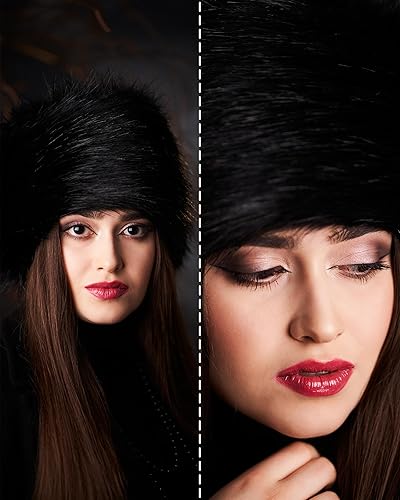 Miniatura 3 de Futrzane Sombrero ruso de piel sintética para mujer como piel real estilo cosaco cómodo