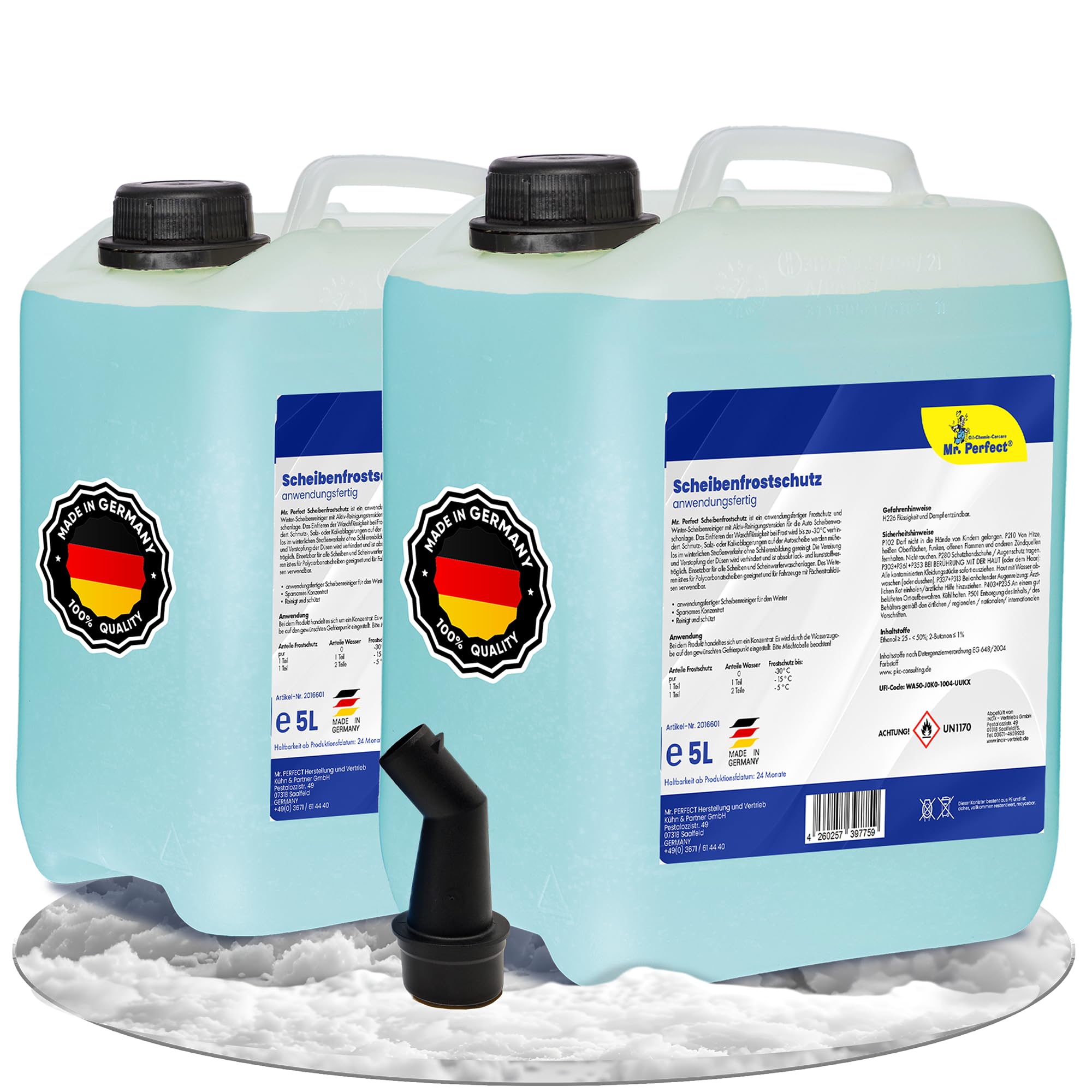 Mr. Perfect® 2x5L Scheibenfrostschutz anwendungsfertig - Frostschutzmittel für Auto Windschutzscheiben Frostschutz der Scheibenwaschanlage bis -30°C - schlierenfrei - Winter Scheibenwischwasser
