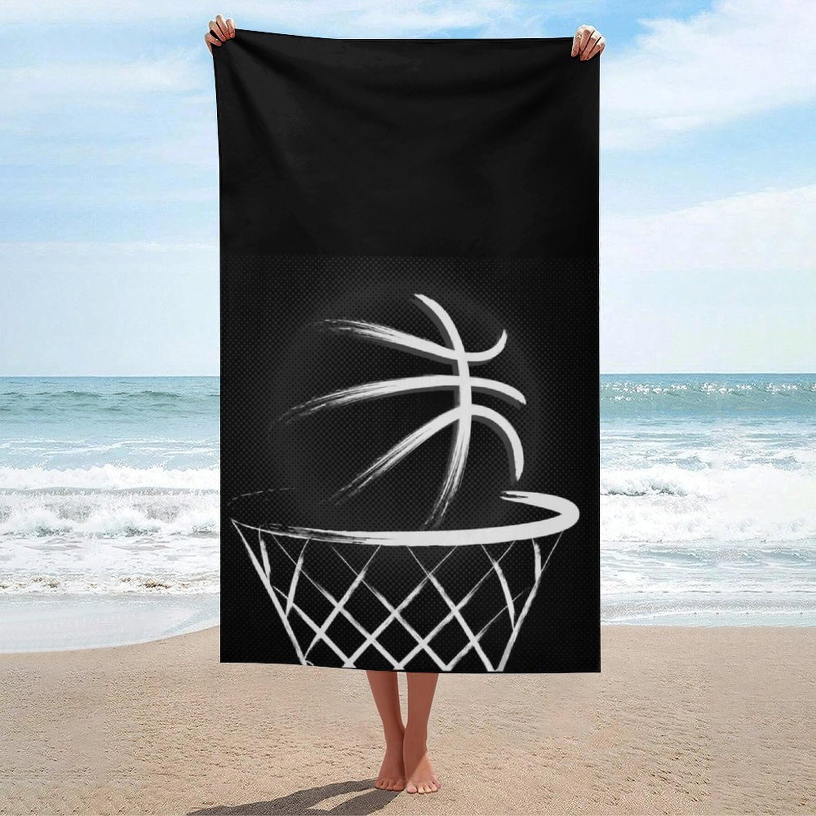 LEDFCVSU Beach Towel, Basketball Bath Towel, Absorbent Towel for Swimming, Sports, Travel