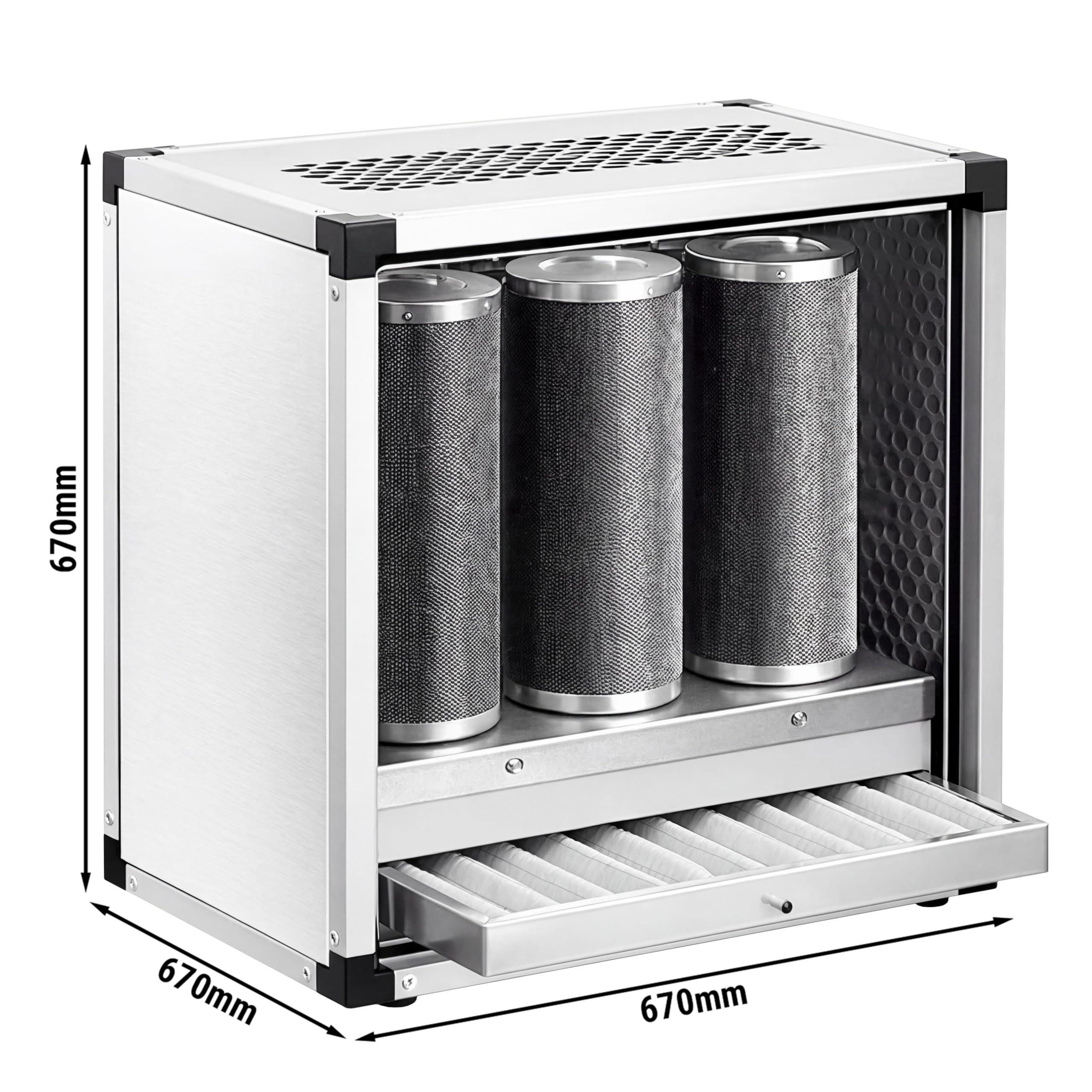 GGM Gastro | AOS2500V | Abluftreinigungsanlage ohne Motor - 2500 m³ - 70% Abscheidegrad - mit Vor & Aktivkohlefilter