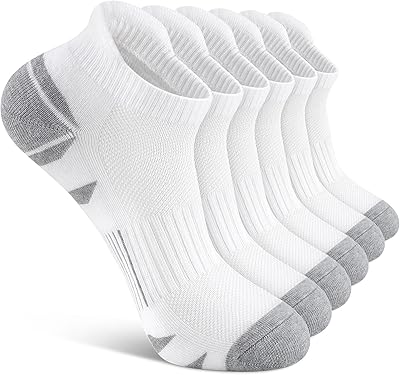 Uporee Low Cut Athletic Ankle Socks - Cushioned, Soft & Breathable, Anti-Blister Tab, 6 Pairs Men & Women