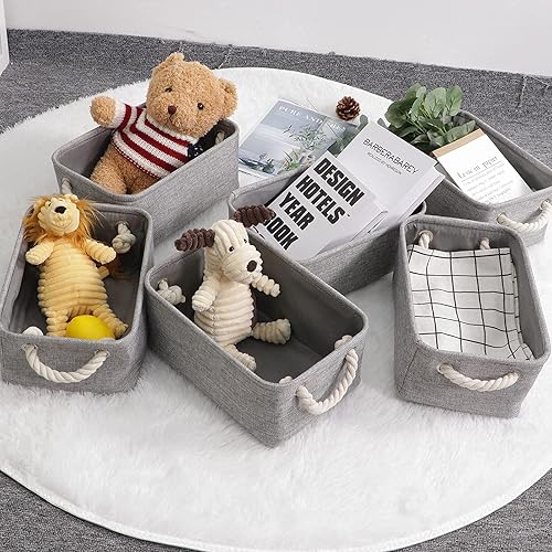 Miniatura 9 de Bidtakay Contenedores de almacenamiento de tela gris, 2 grandes (16 x 11.8 x 11.8 pulgadas) + 6 pequeños (11.8 x 7.8 x 5 pulgadas)