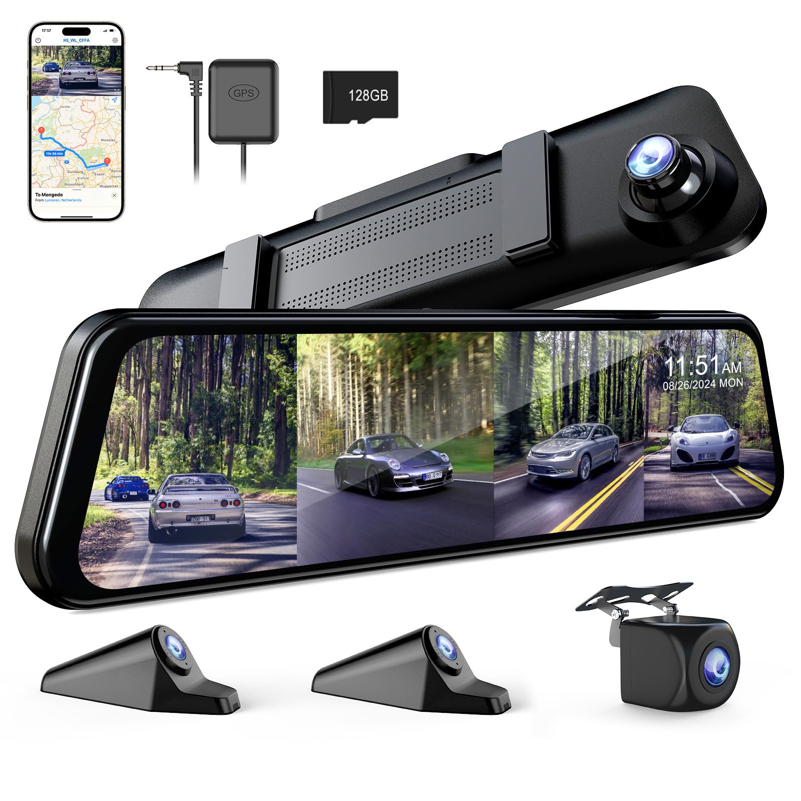 Amazon.com: 360 Degree View 4 Channel Mirror Dash Cam Detached