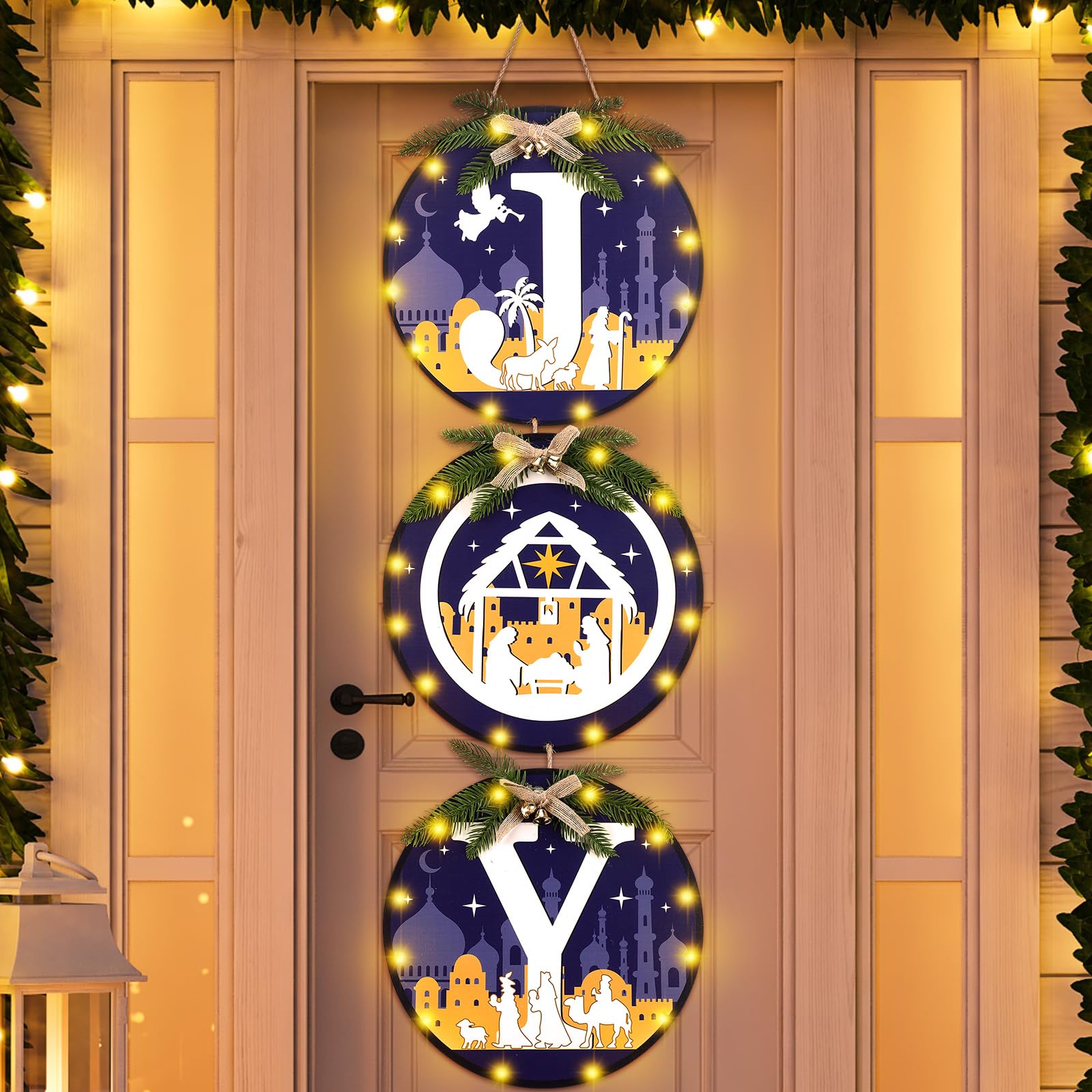 Couronne de Noël lumineuse Blosssound pour sublimer votre porte d'entrée