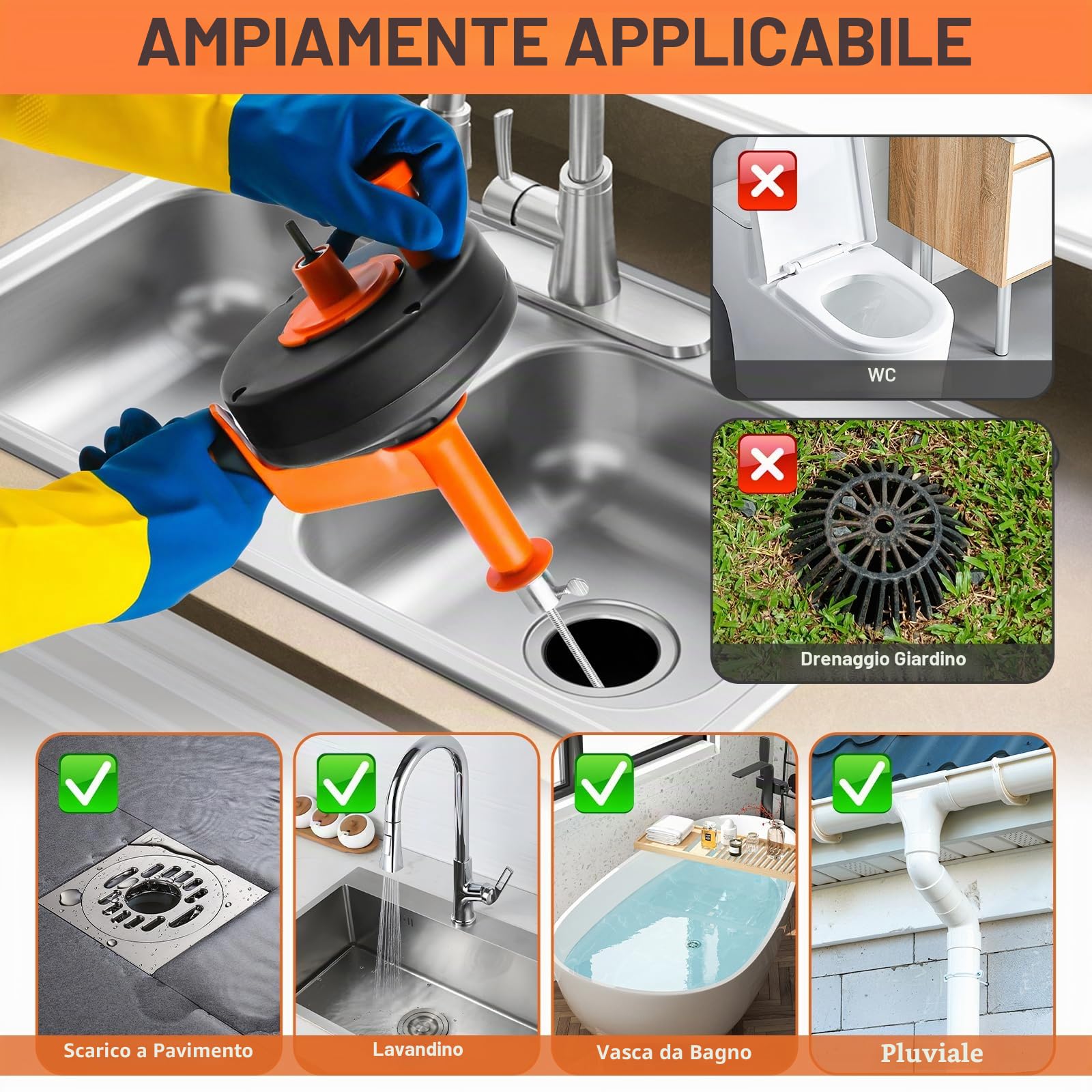 Sonda Sturatubi 10 m, Molla Sturatubi Professionale per Stura Lavandini e Scarichi, Elettrico & Manuale Stura Tubi di Scarico con Attacco per Trapano, per Cucina, Bagno, WC