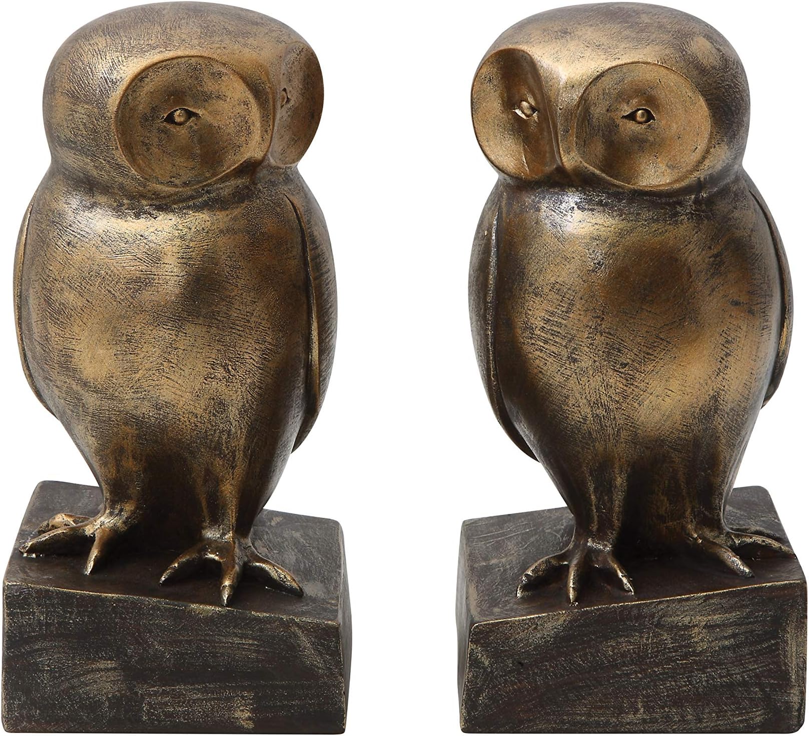 Bloomingville Resin Owl Shaped Bookends with Bronze Finish (Set of 2 Pieces)